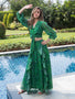 IS.U Floral Green Flare Detail Co-ord Set