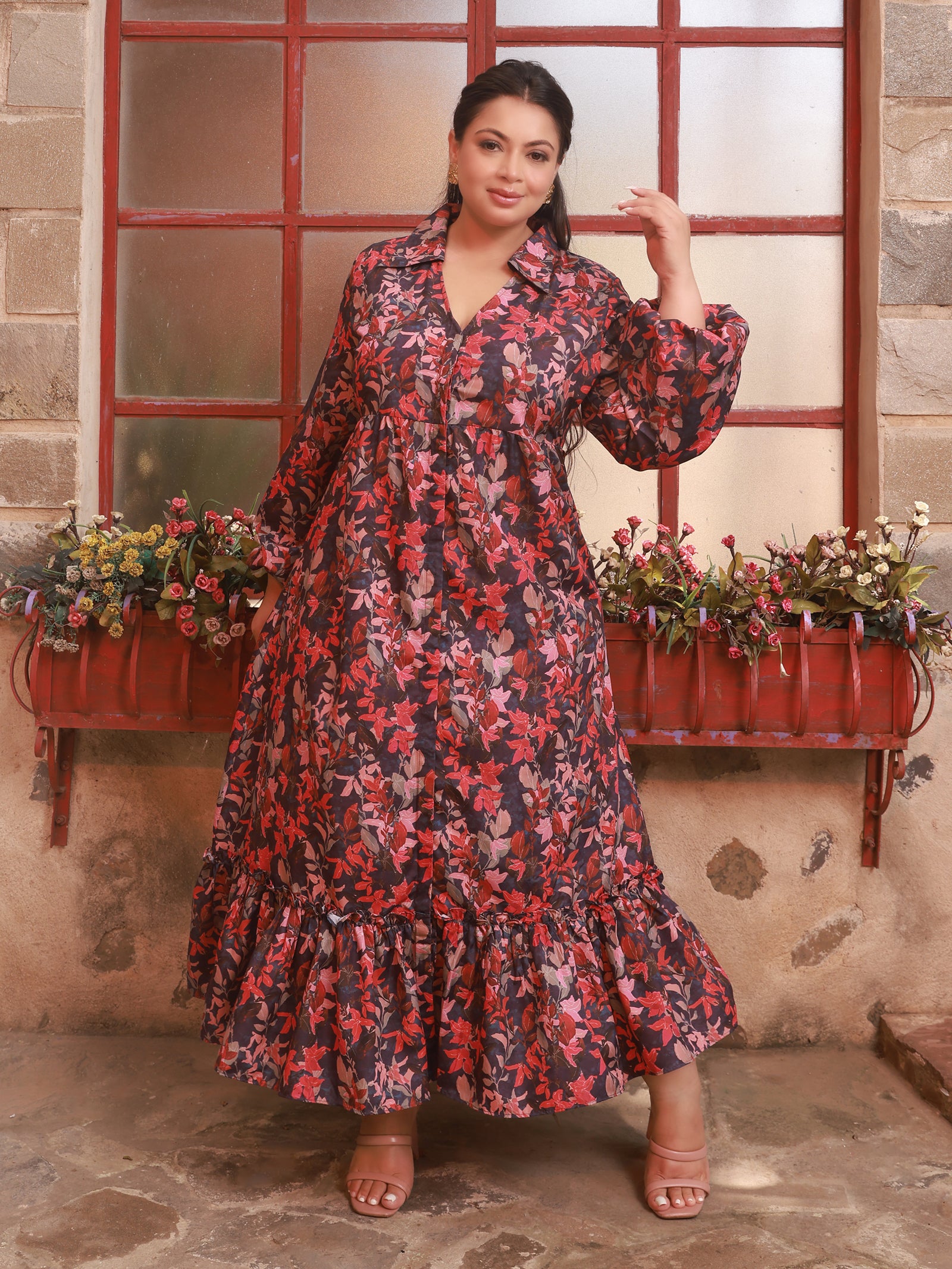 V-Neck Maxi Dress For Women