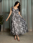 IS.U Floral Black Back Cut Out Maxi Dress