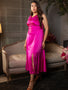 IS.U  Pink Front Slit Maxi Dress