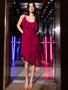 IS.U  Pink Ruffled Strap Midi Dress
