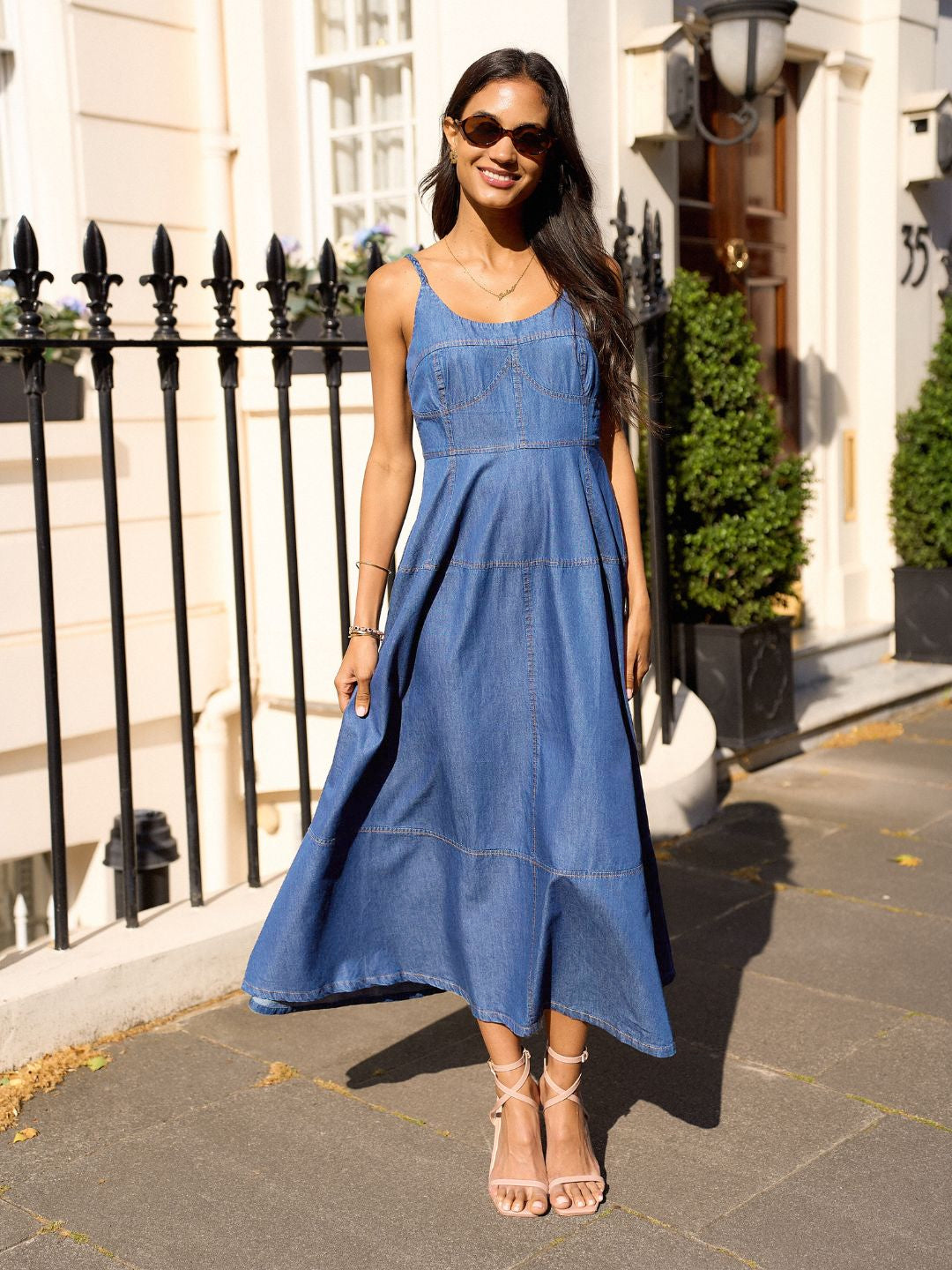 Buy Light Blue Denim Midaxi Dress Online | IS.U Fashion Buy Light Blue Denim Midaxi Dress Online | IS.U Fashion