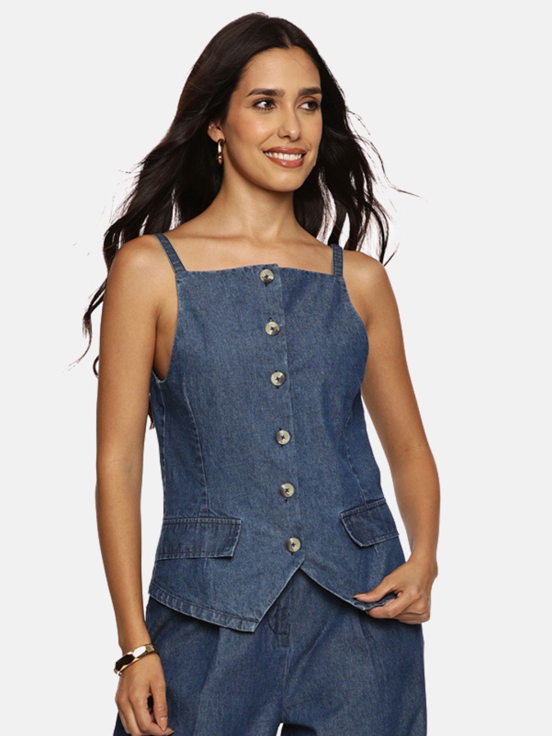 IS.U Light Blue Denim Vest Top