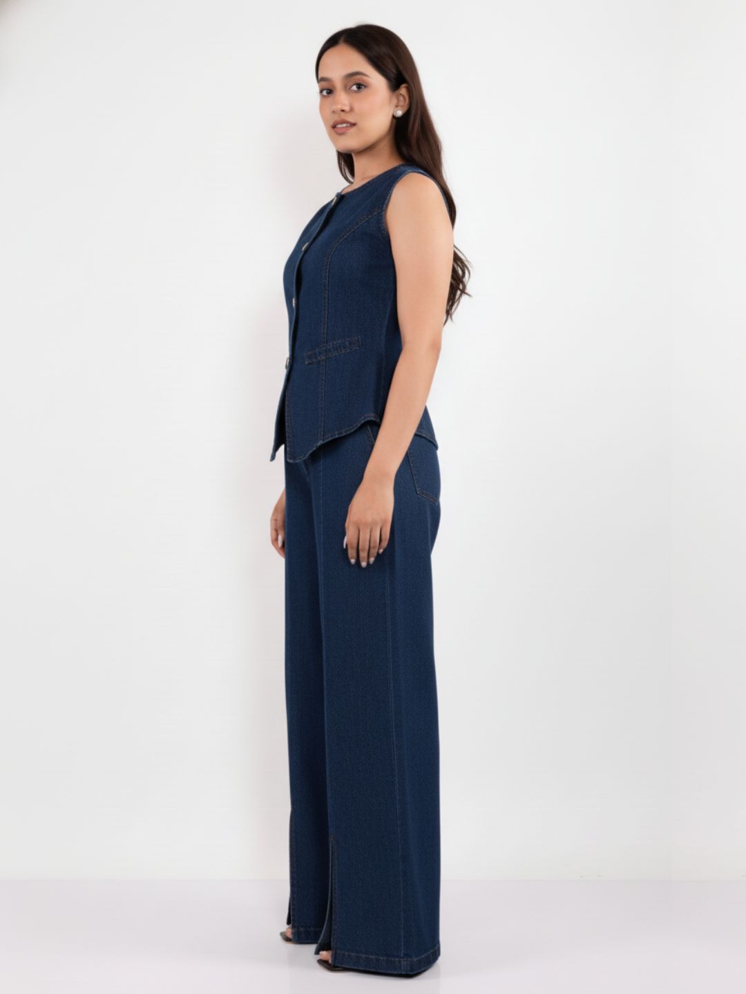 IS.U Dark Blue Structured Denim Co-ord Set