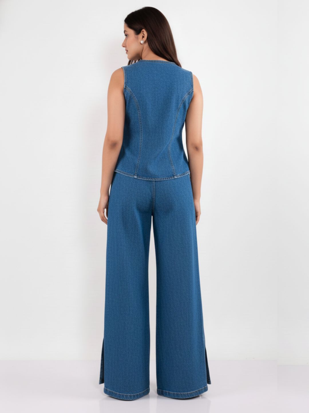 IS.U Medium Blue Structured Denim Co-ord Set