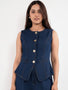 IS.U Dark Blue Structured Denim Waistcoat