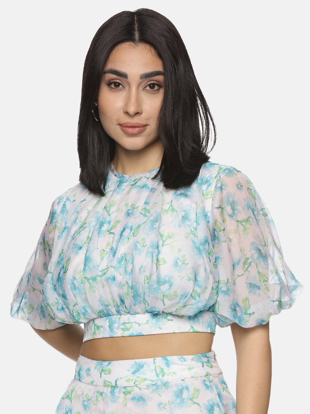 Buy Half Sleeve Puffed Crop Top For Women