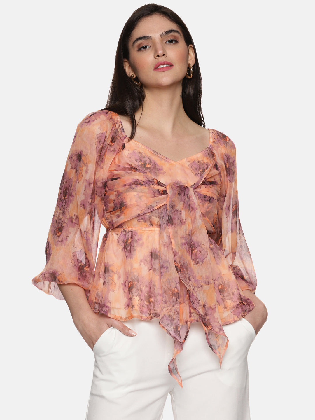 Buy Square Neck Top For Women In Peach