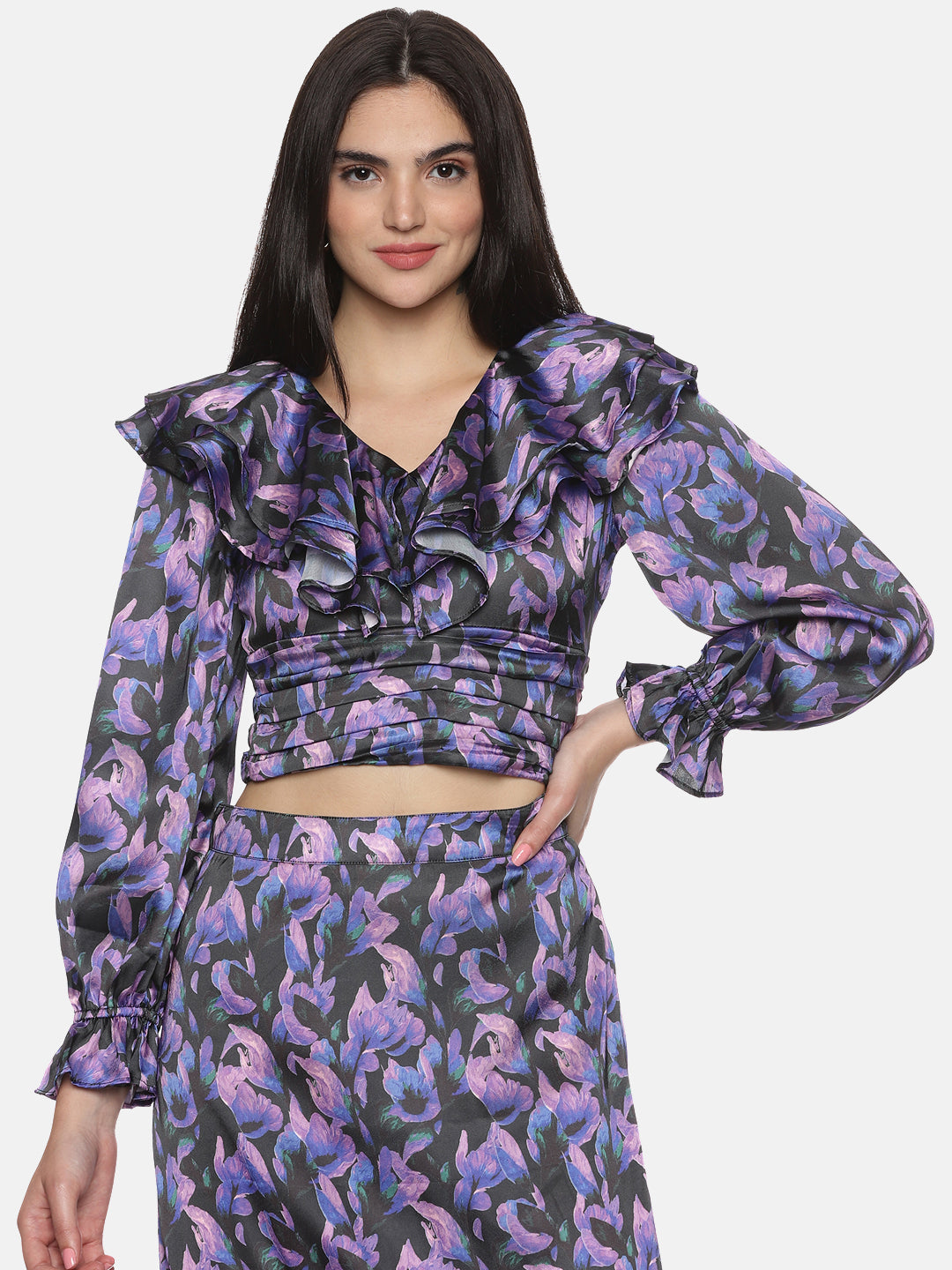 Buy Full Sleeve Co-Ord Set For Women In Purple