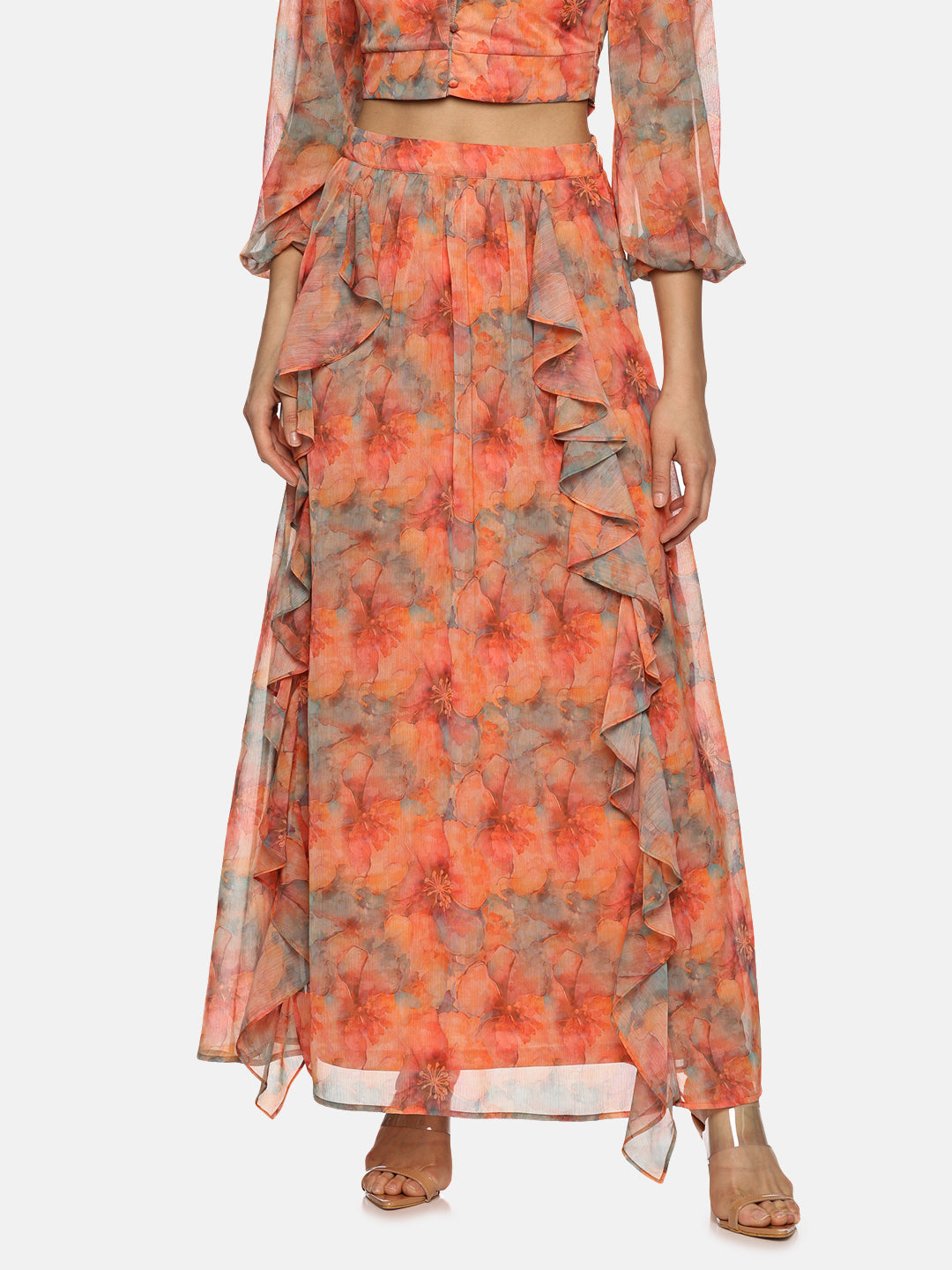 Buy Orange Maxi Skirt For Women