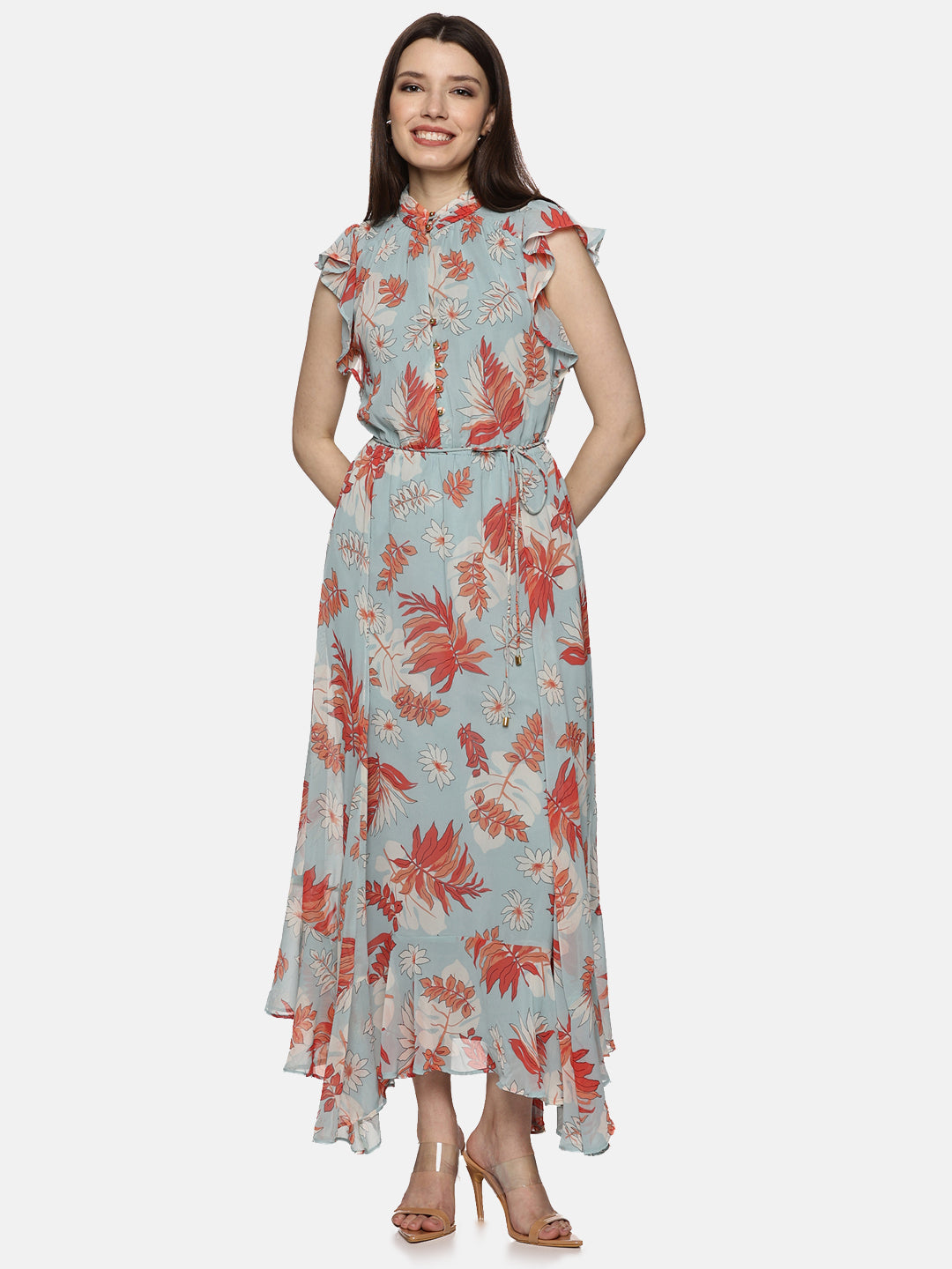IS.U Floral Blue Frilled Dress