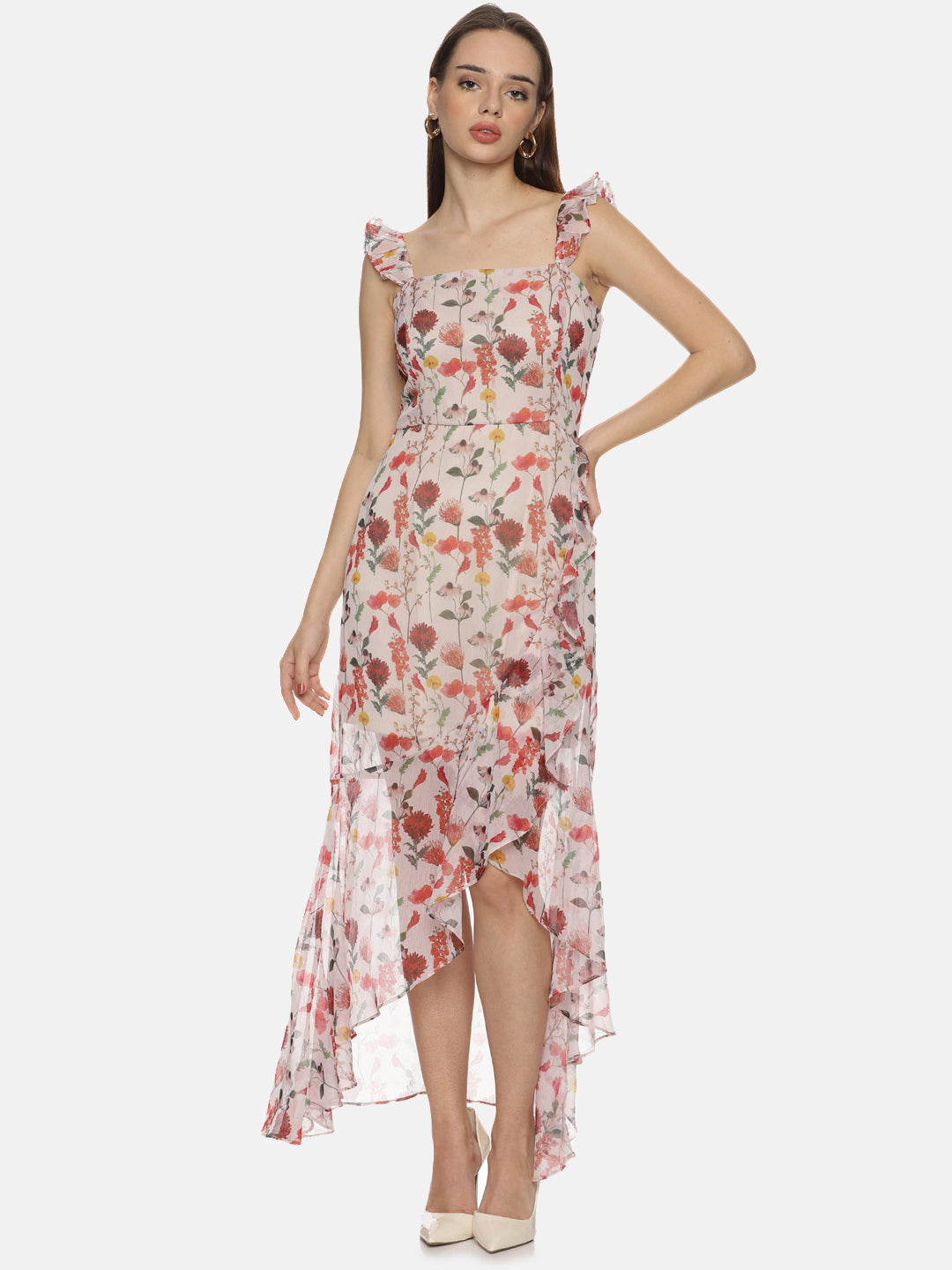 Buy Multicolor High Low Dress For Women In Off-White