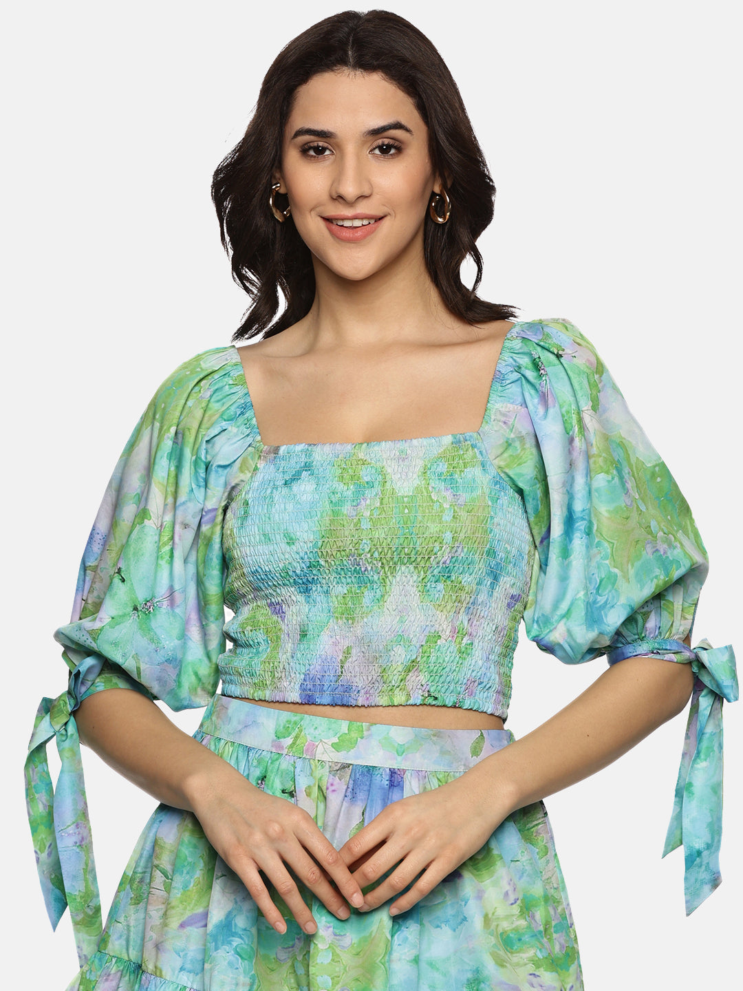 Buy Multicolor Crop Top For Women In Puffed Sleeve