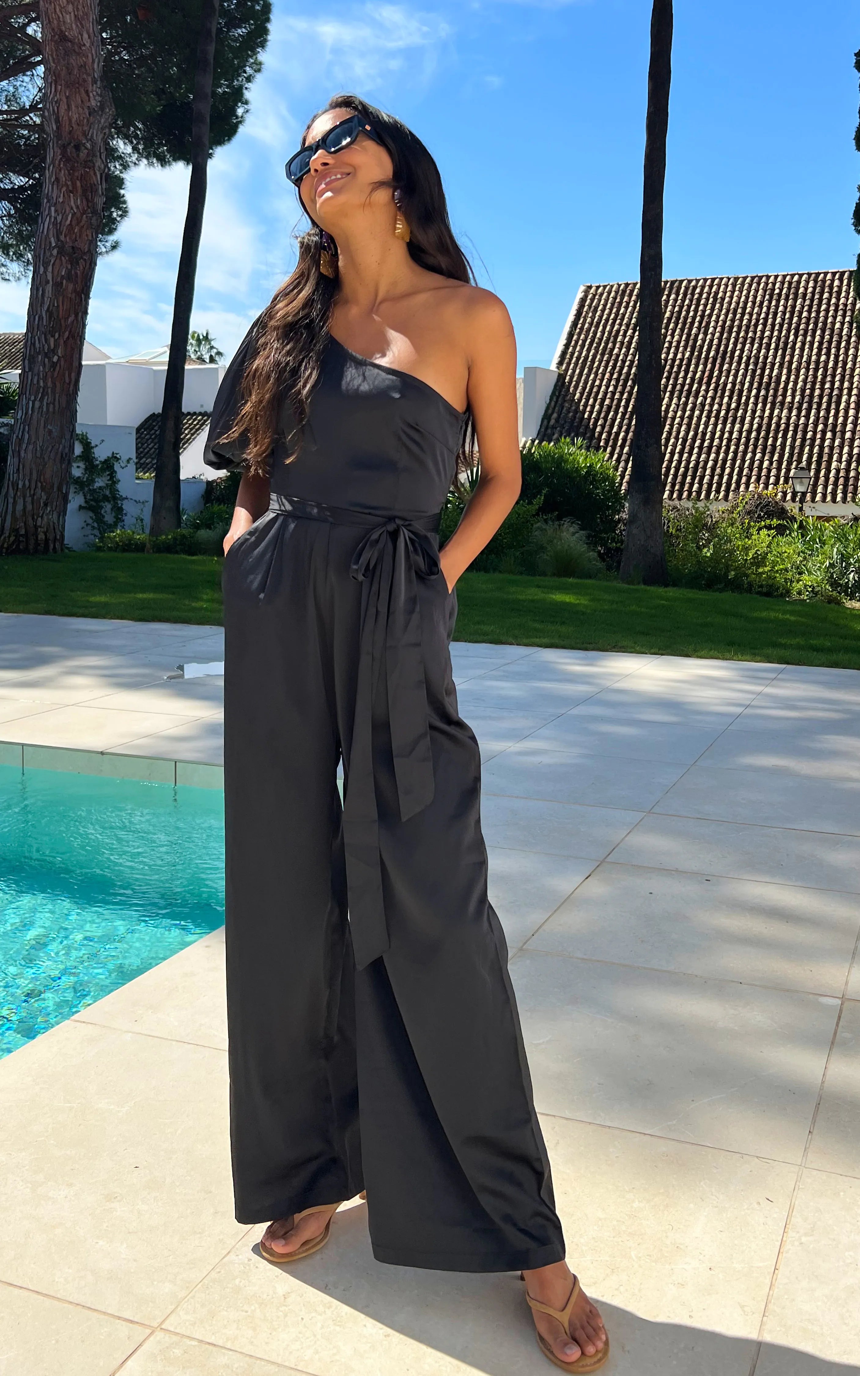 IS.U Black One Shoulder Jumpsuit