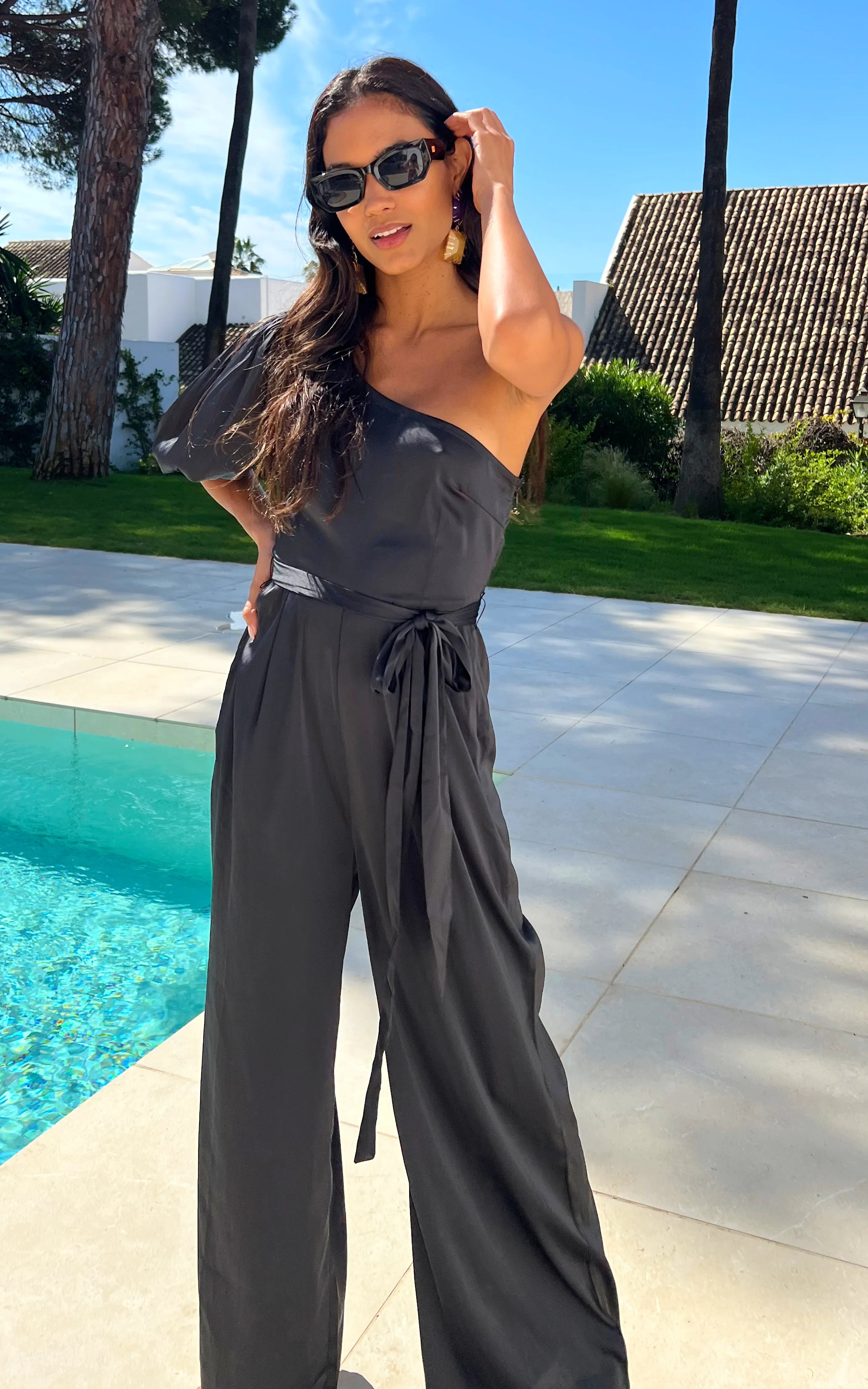 IS.U Black One Shoulder Jumpsuit