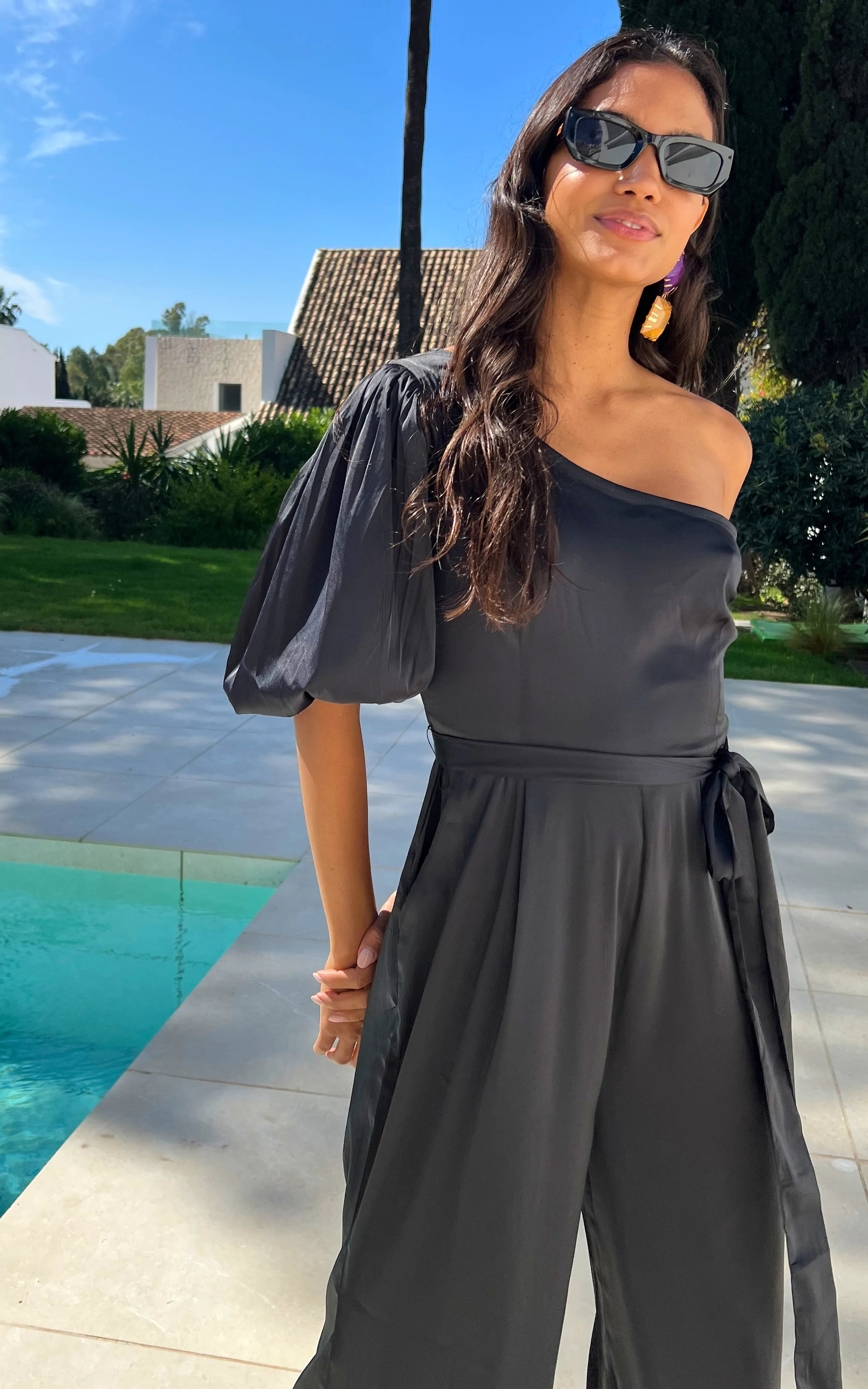 IS.U Black One Shoulder Jumpsuit