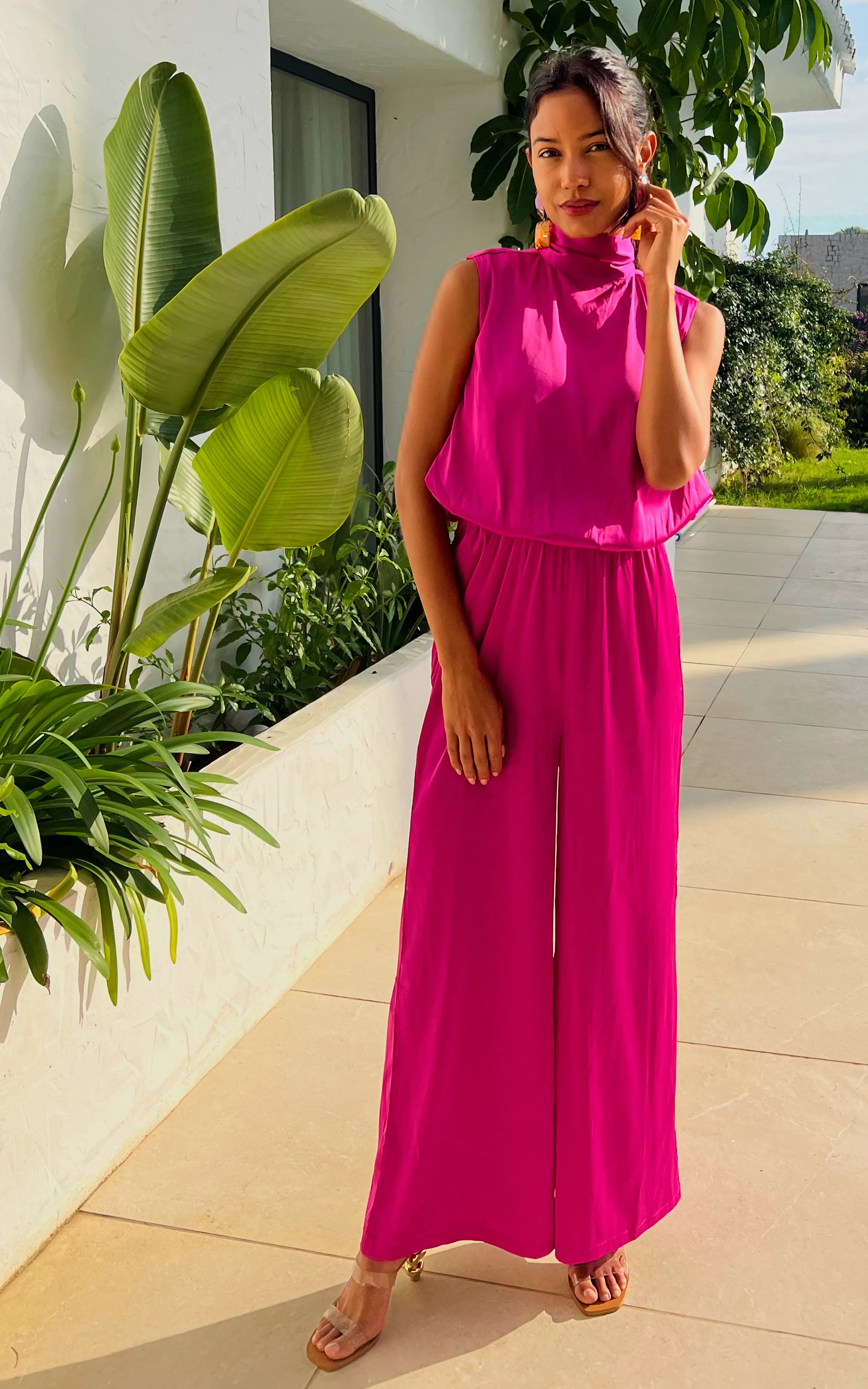 IS.U Pink Halter Neck Jumpsuit