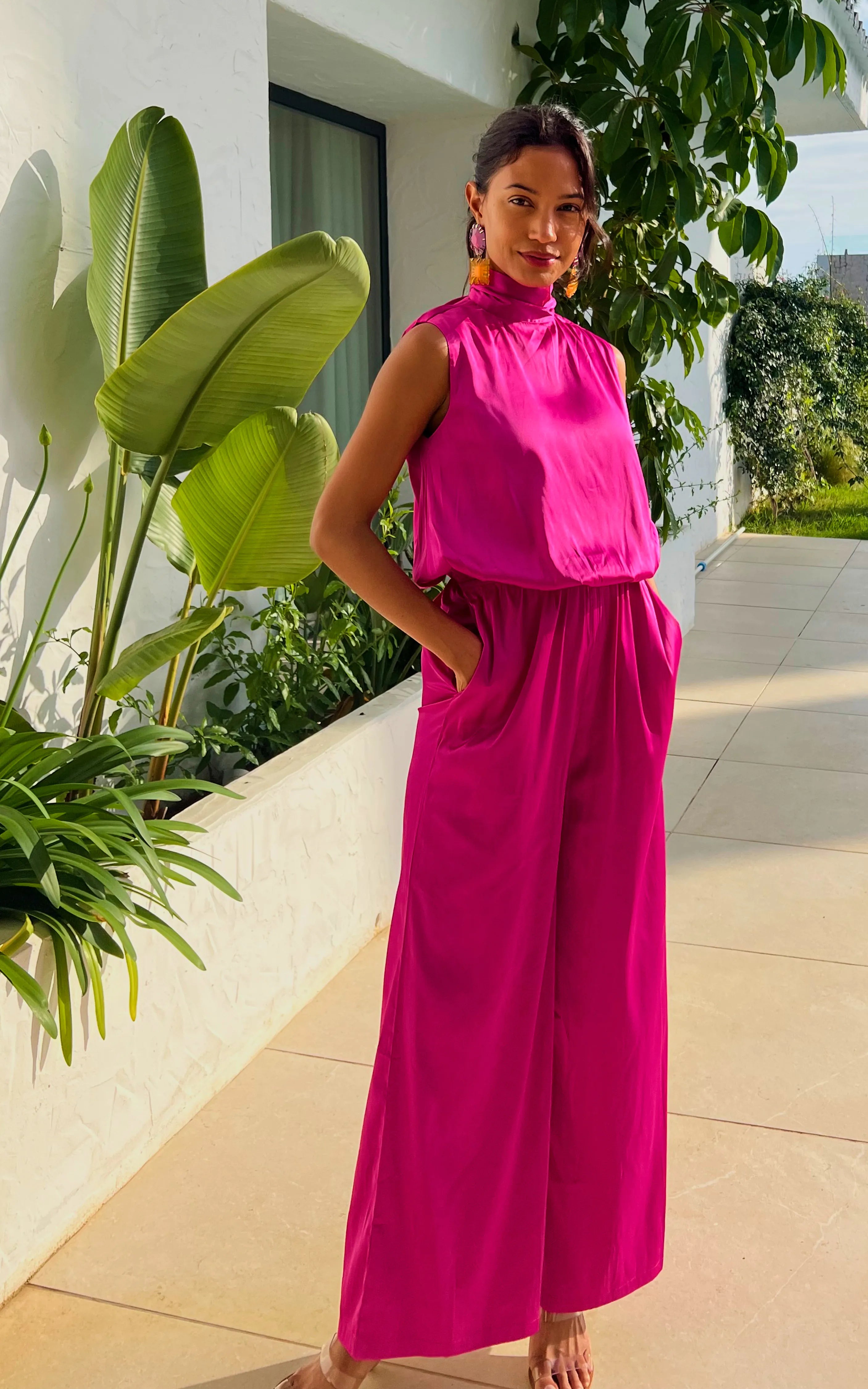 IS.U Pink Halter Neck Jumpsuit