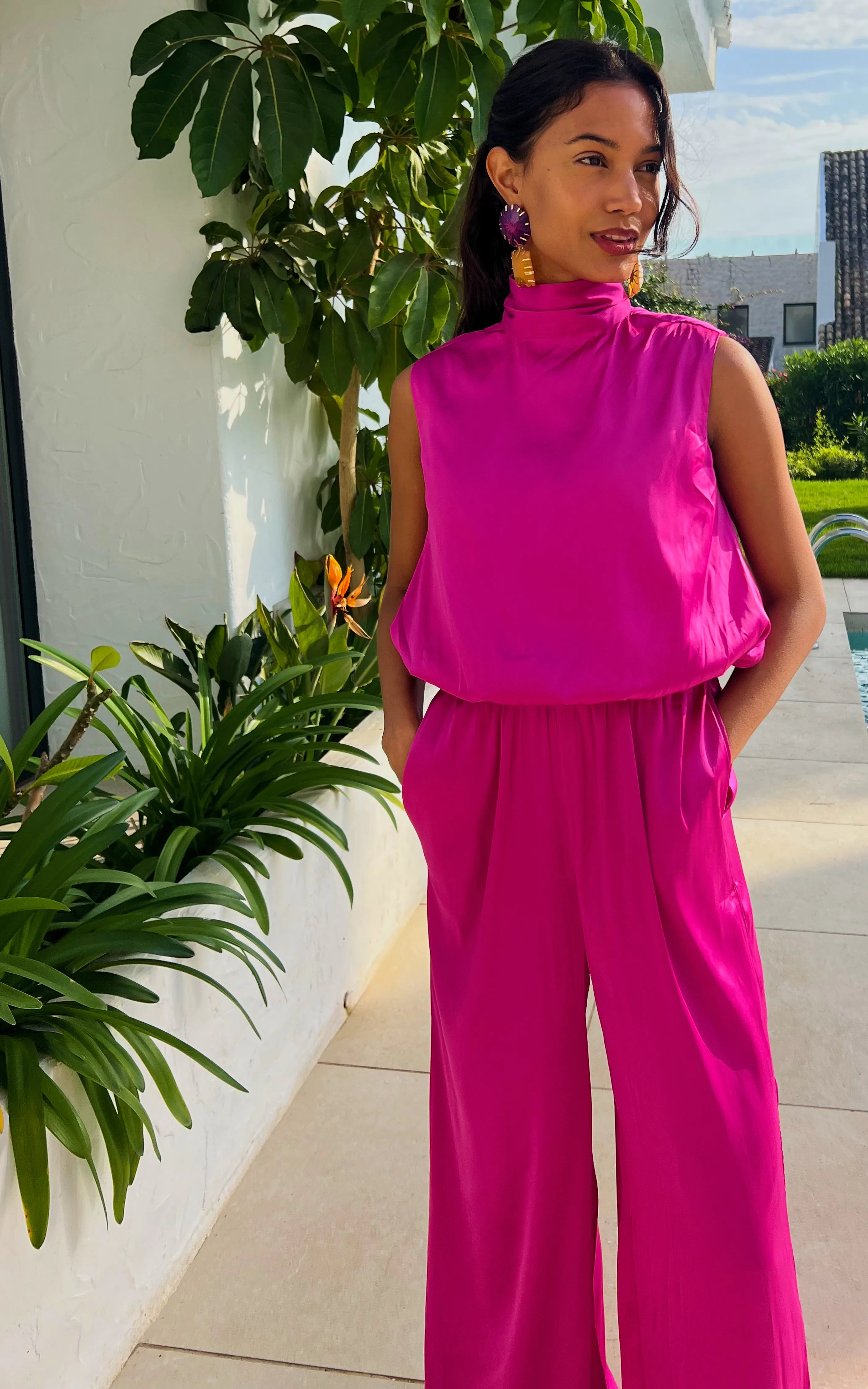 IS.U Pink Halter Neck Jumpsuit