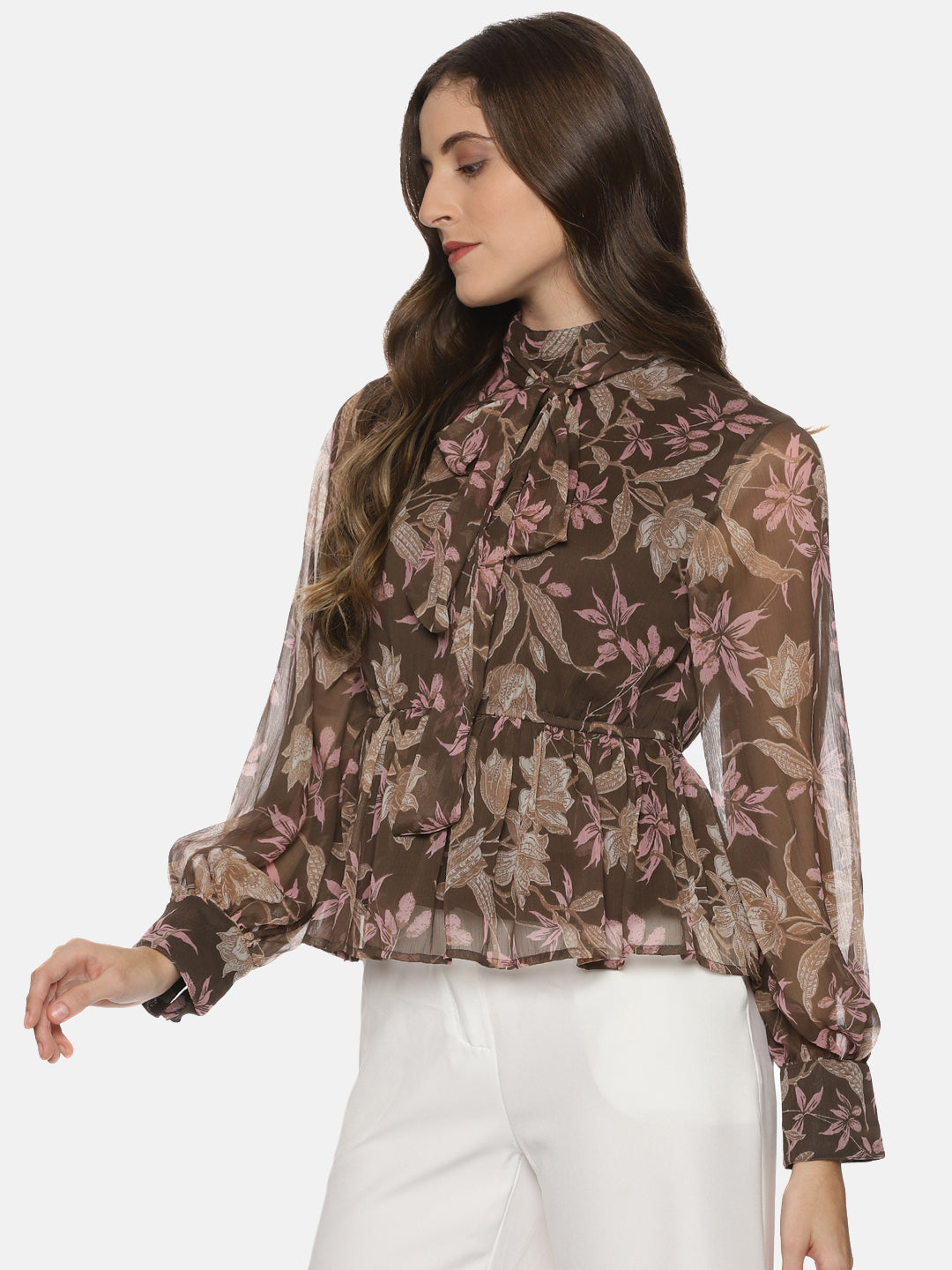 Brown Peplum Top For women