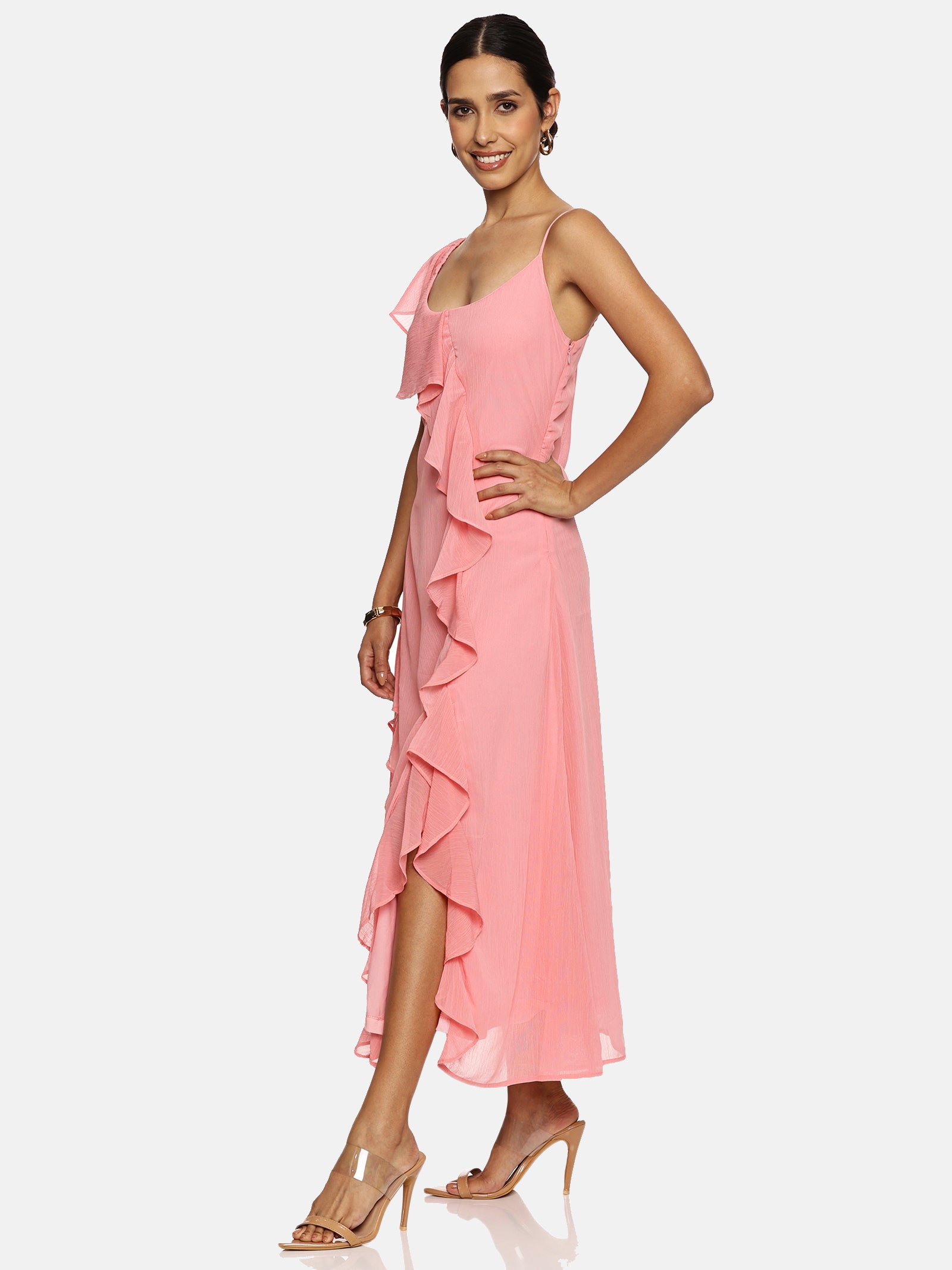 IS.U Peach Ruffle Maxi Dress
