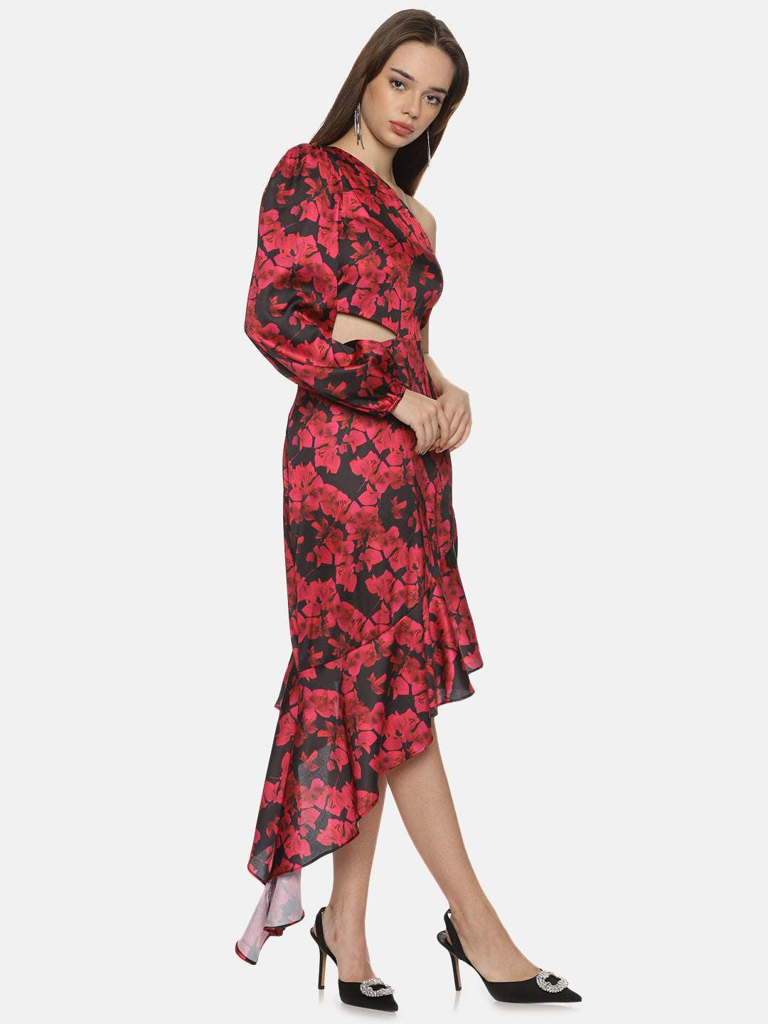 Buy One Shoulder Midi Dress For Women In Red