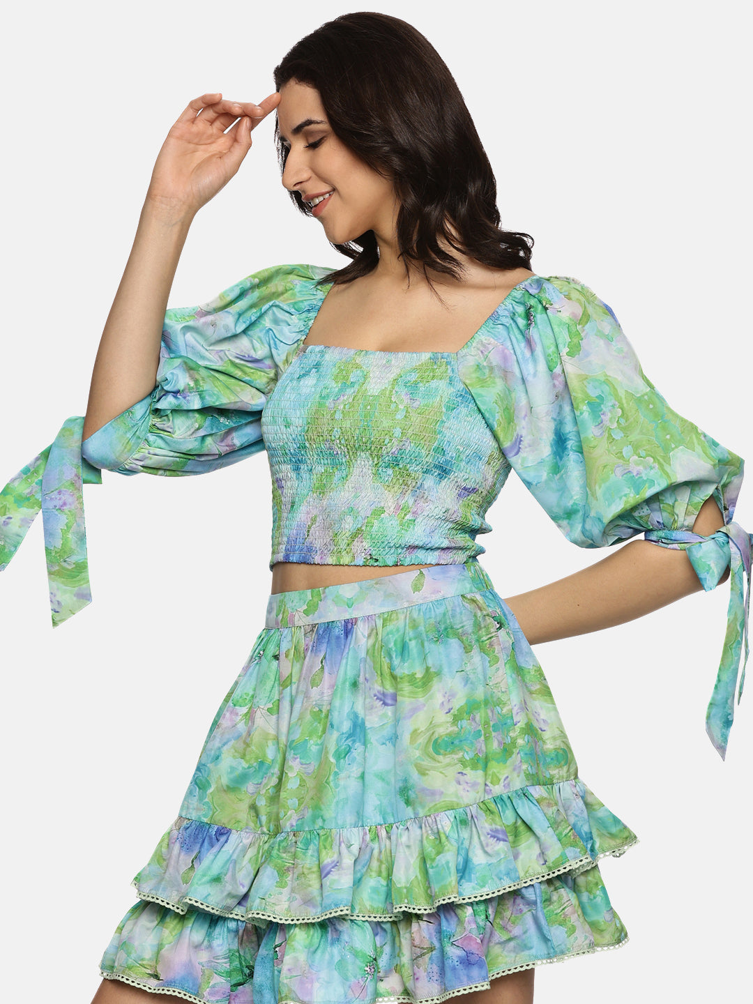 Buy Multicolor Crop Top For Women In Puffed Sleeve