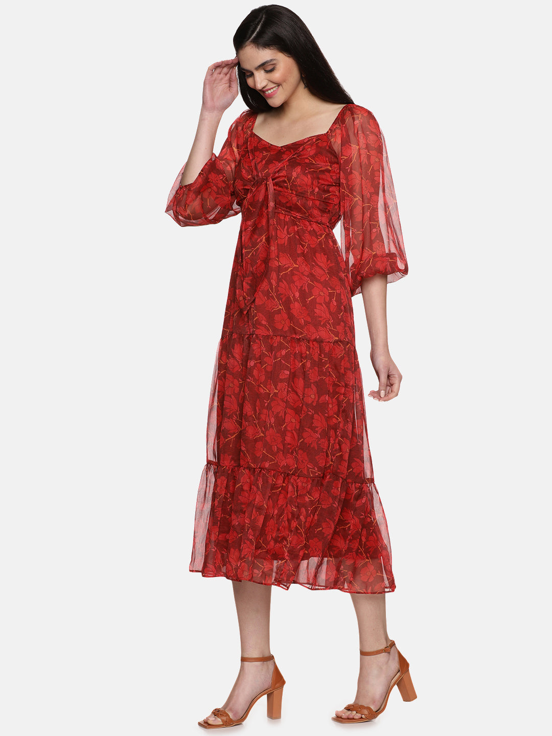 Maroon Midaxi Dress For Women