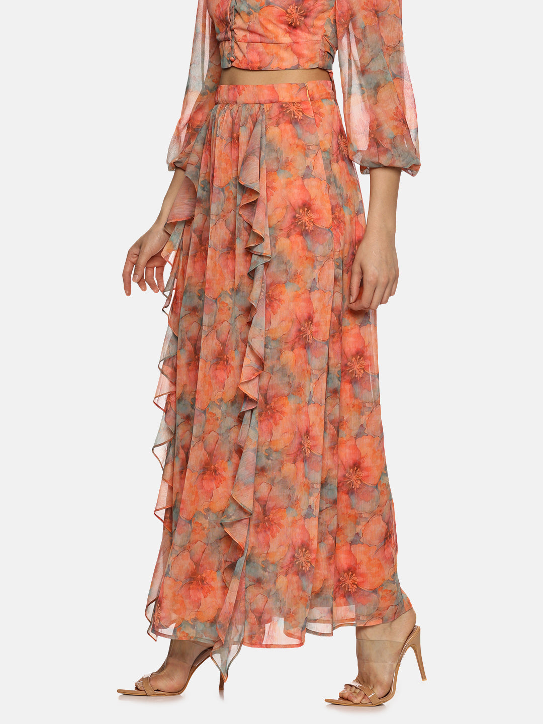 Buy Orange Maxi Skirt For Women