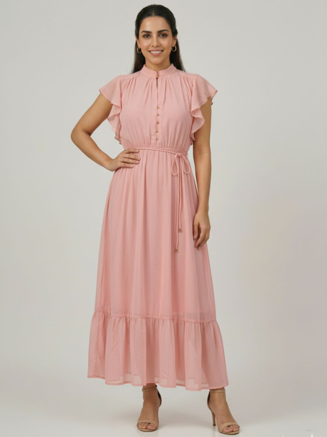 IS.U Peach Frilled Dress