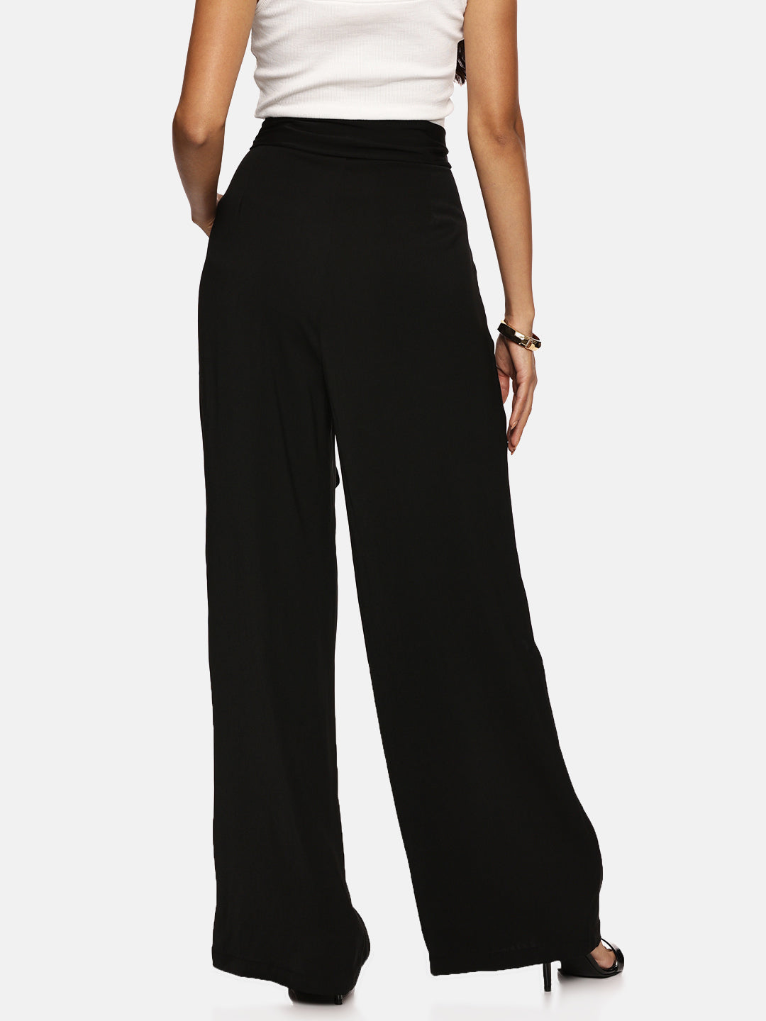 IS.U Black Wide Leg Belted Pant