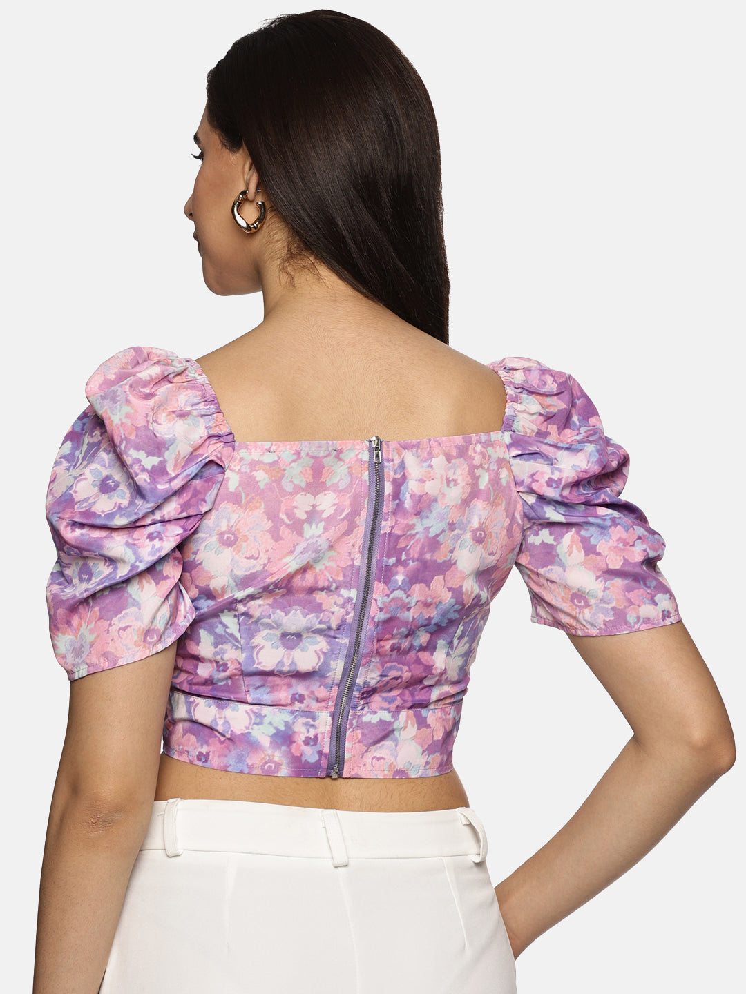 Buy Puffed Sleeve Peplum Top For Women