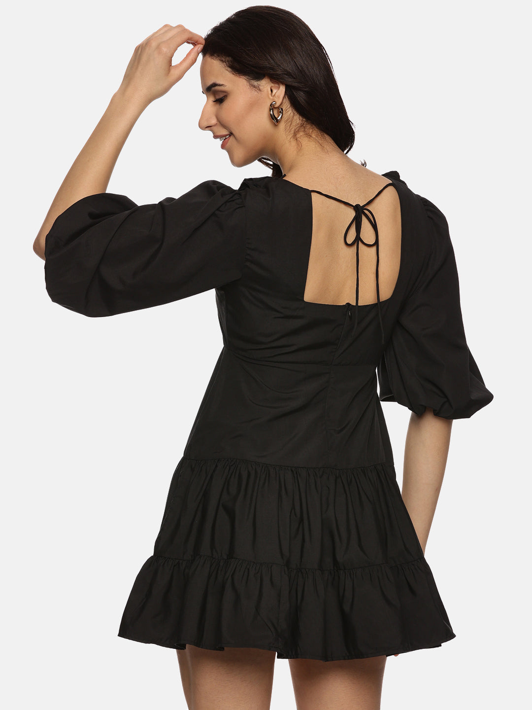 Buy Puff Sleeve Mini Dress For Women In Black
