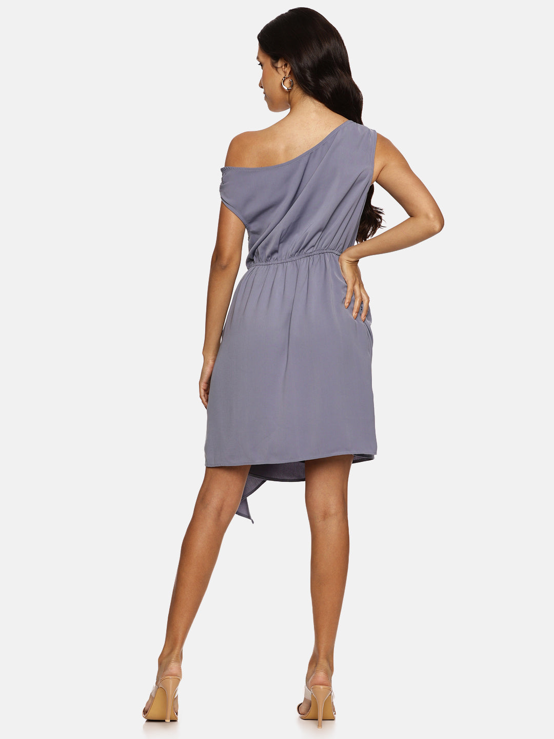 IS.U Solid Blue Granite Ruffle Dress