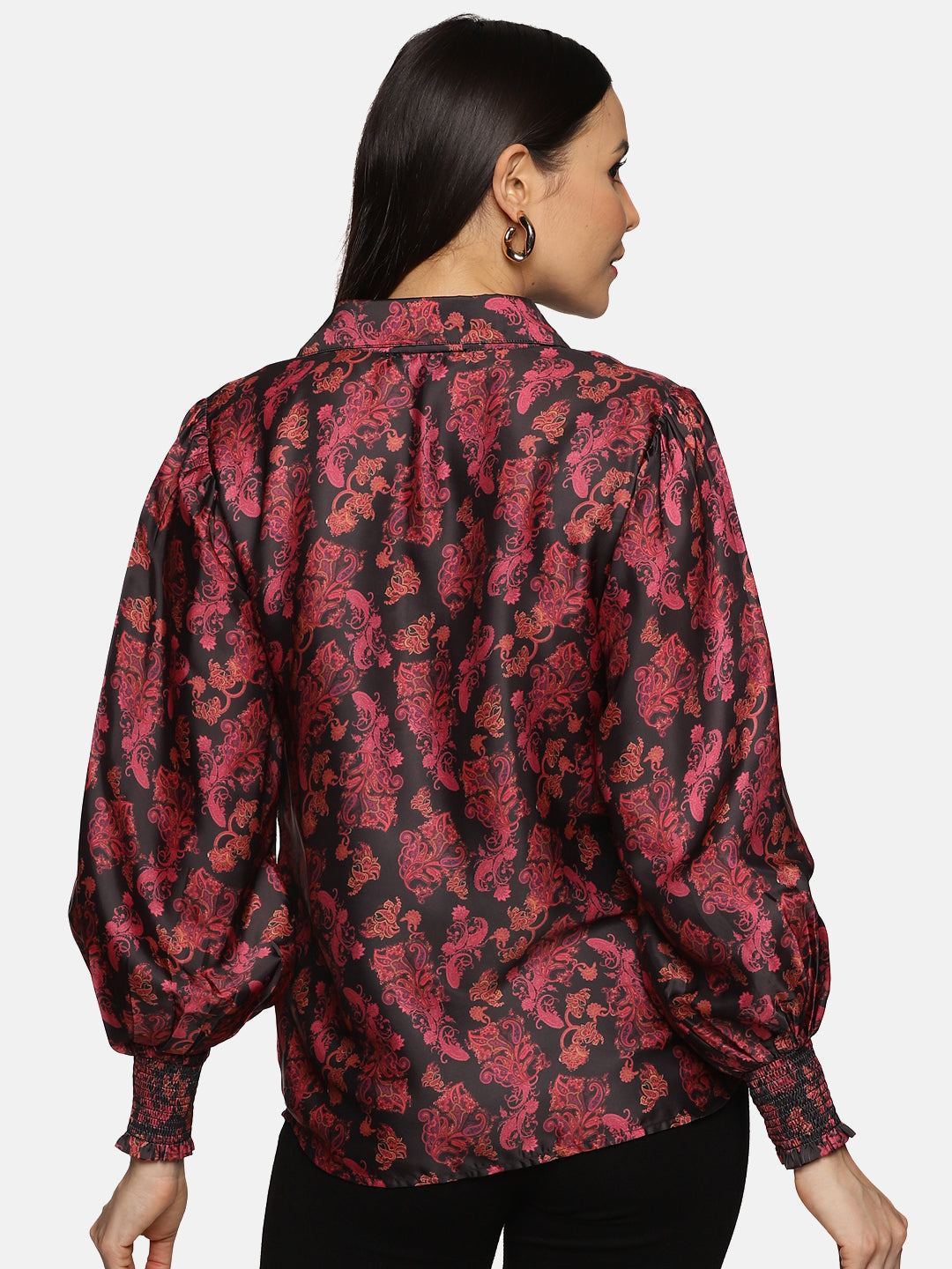 Black Satin Shirt For Ladies