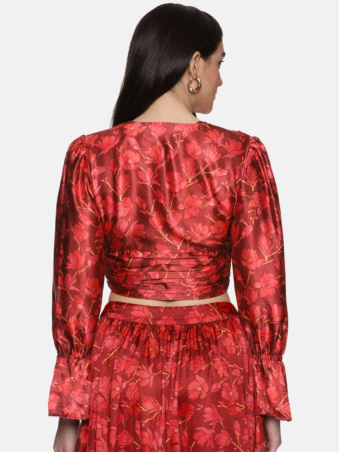 Buy Full Sleeve Crop Top For Women In Maroon