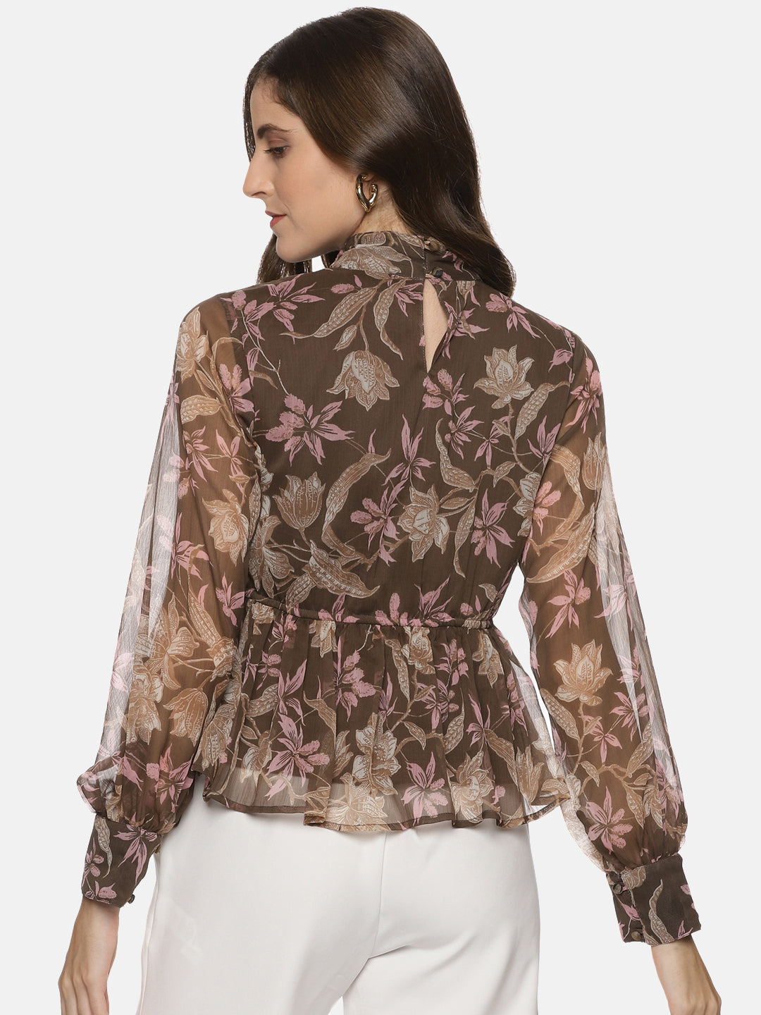 Brown Peplum Top For women
