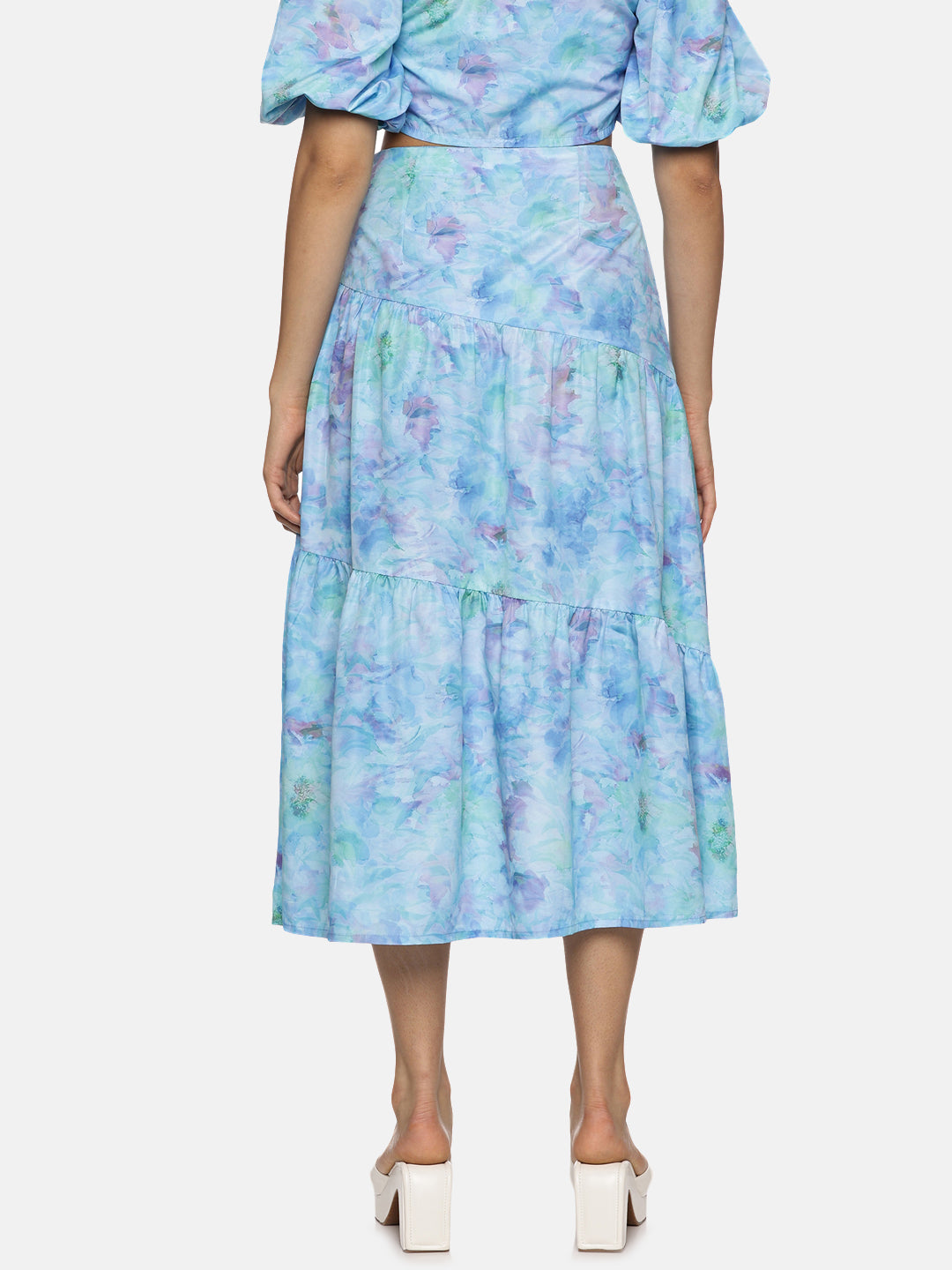 Blue Cut And Sew Midaxi Skirt For Women In (XL)