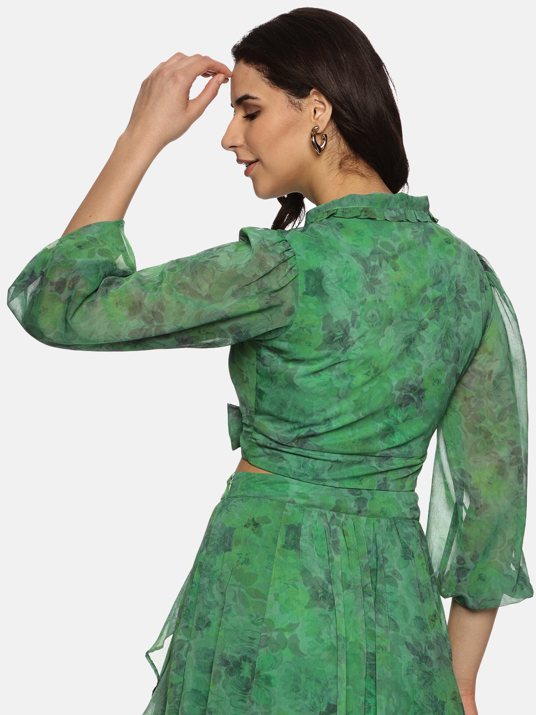 Buy Green Crop Top For Women In Full Sleeve