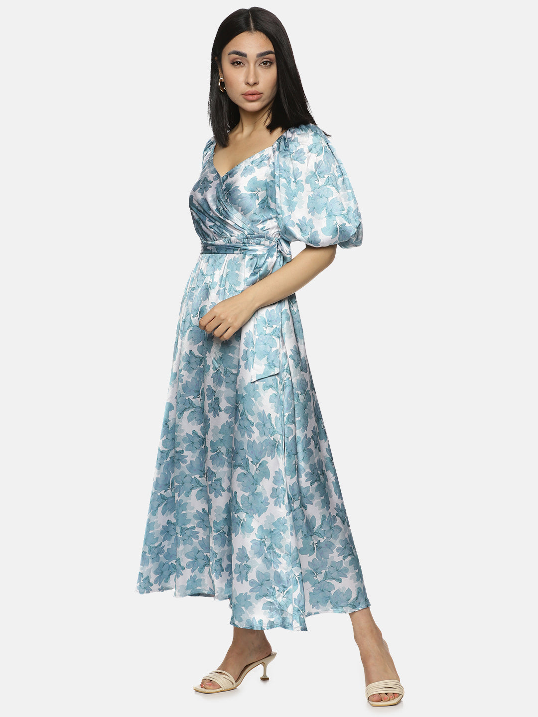 IS.U Floral Blue Wrap Midaxi Dress