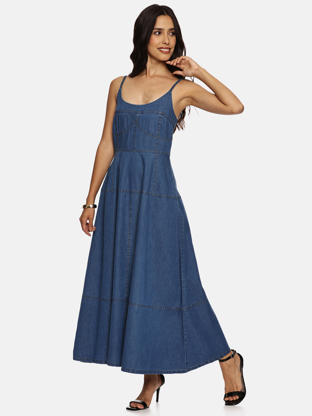 IS.U Light Blue Denim Midaxi Dress