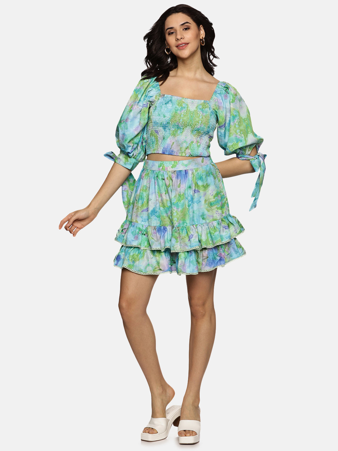 Buy Multicolor Crop Top For Women In Puffed Sleeve