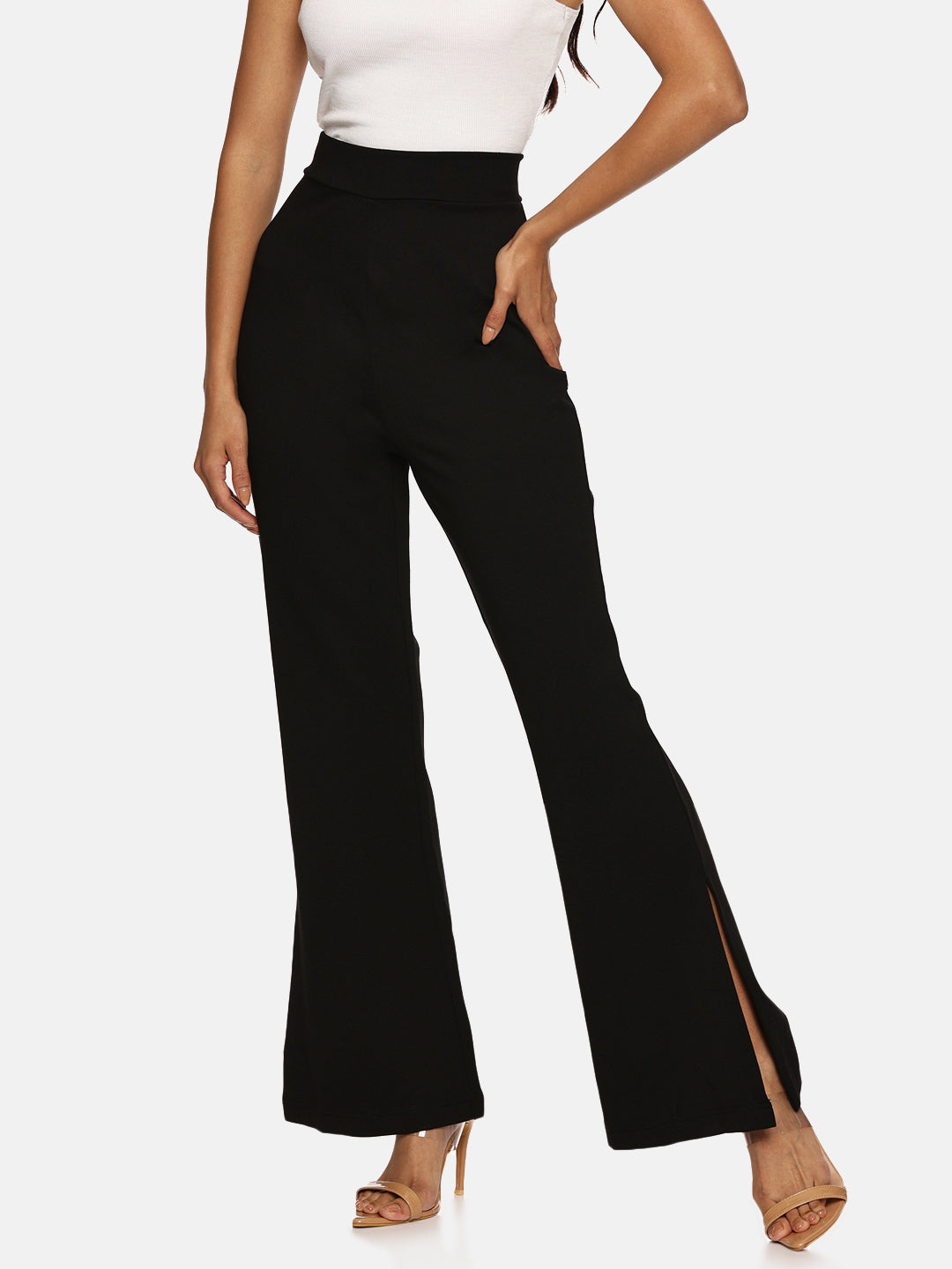 IS.U Black Flared Slit Pant