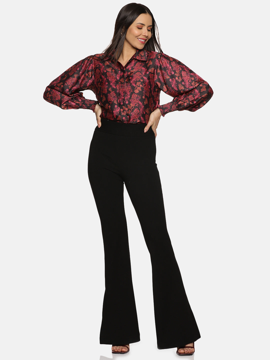 Buy Black Satin Shirt For Women