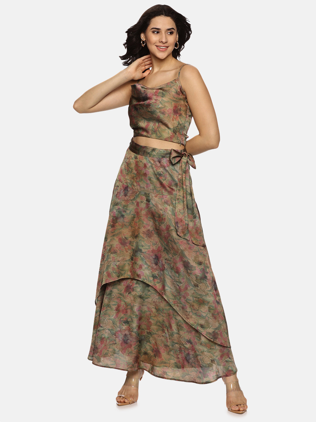 Buy Brown Crop Top For Women In Cowl Neck