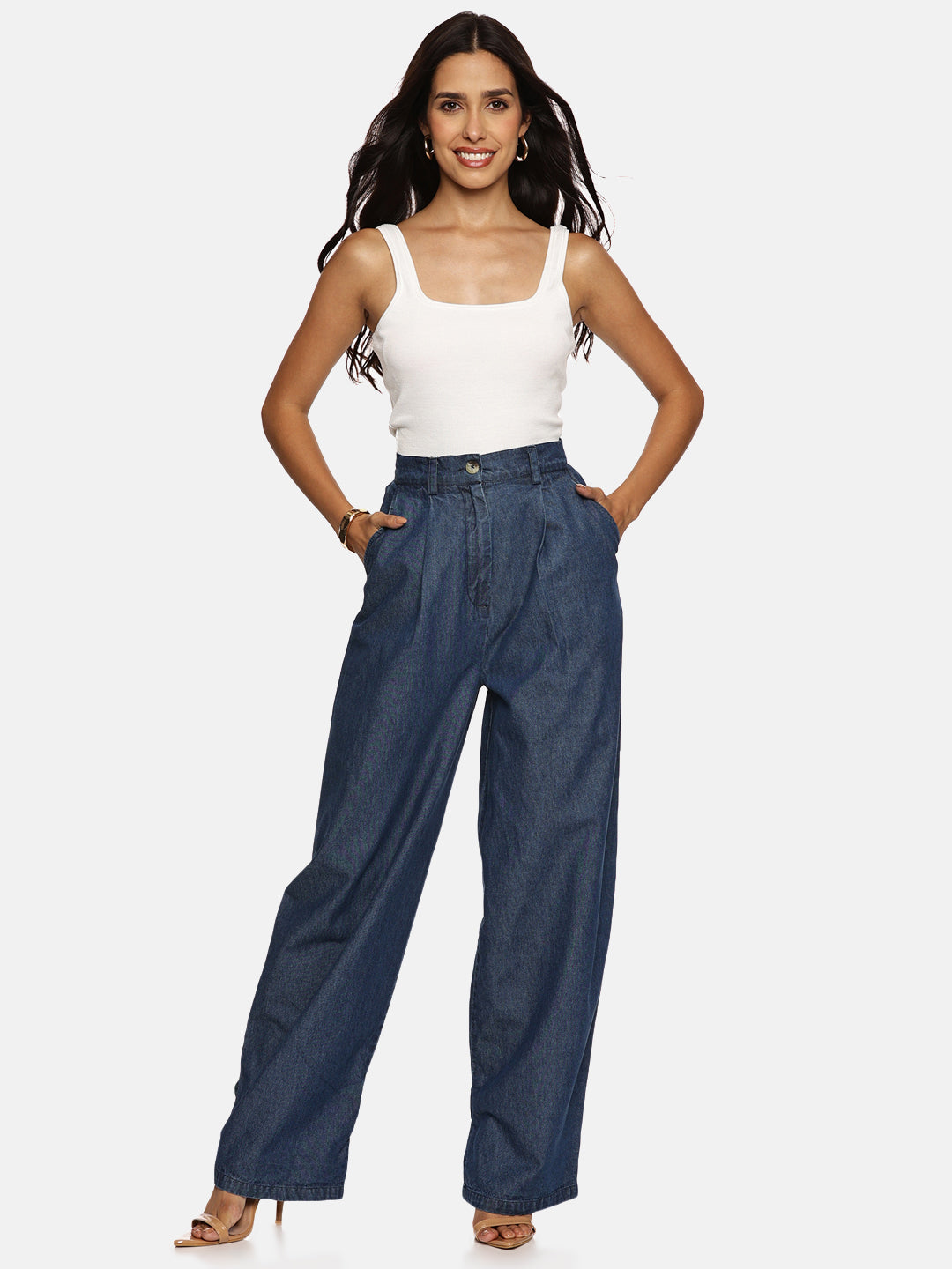 IS.U Light Blue Barrel Fit Pant