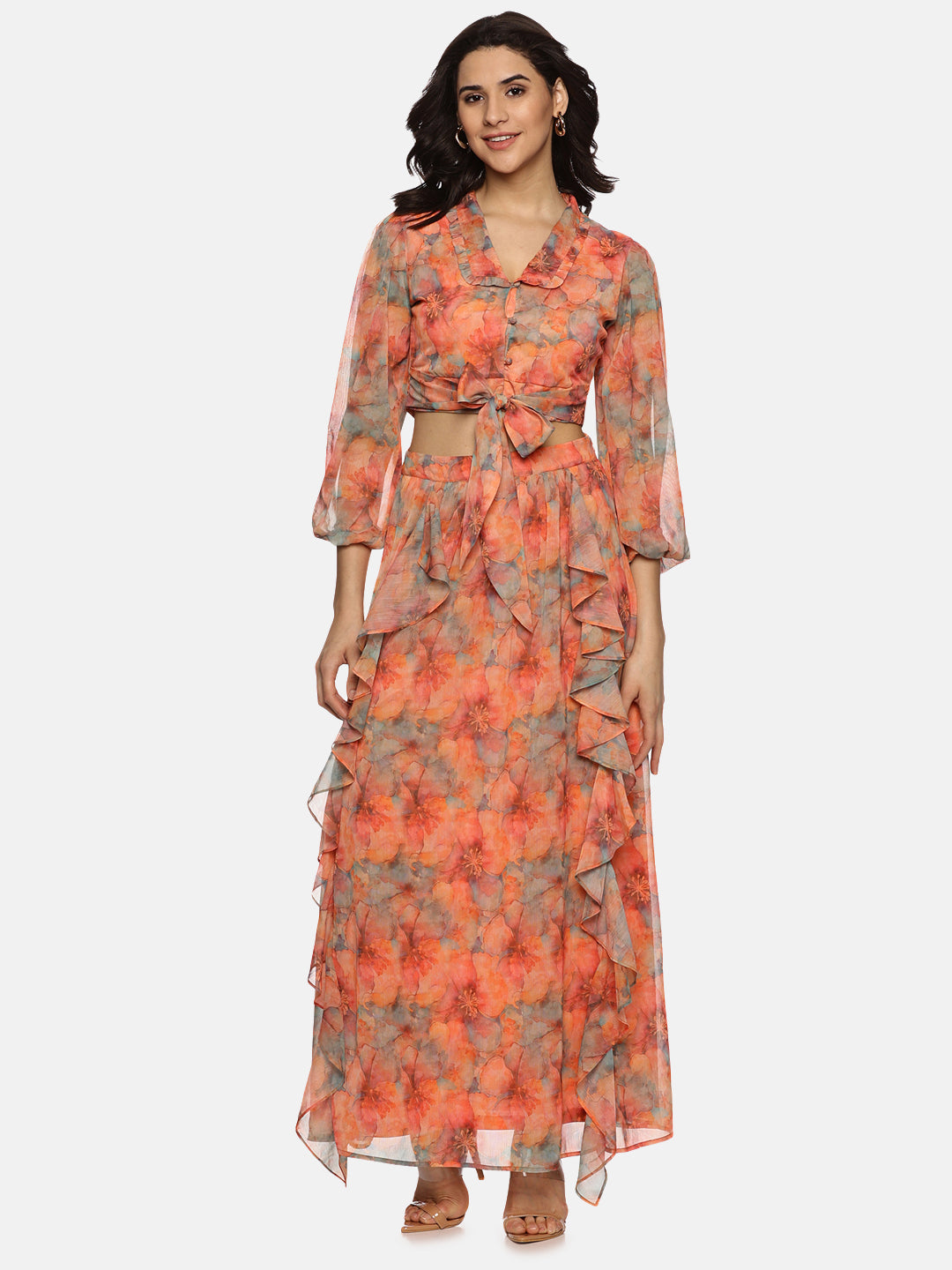 Buy Orange Maxi Skirt For Women