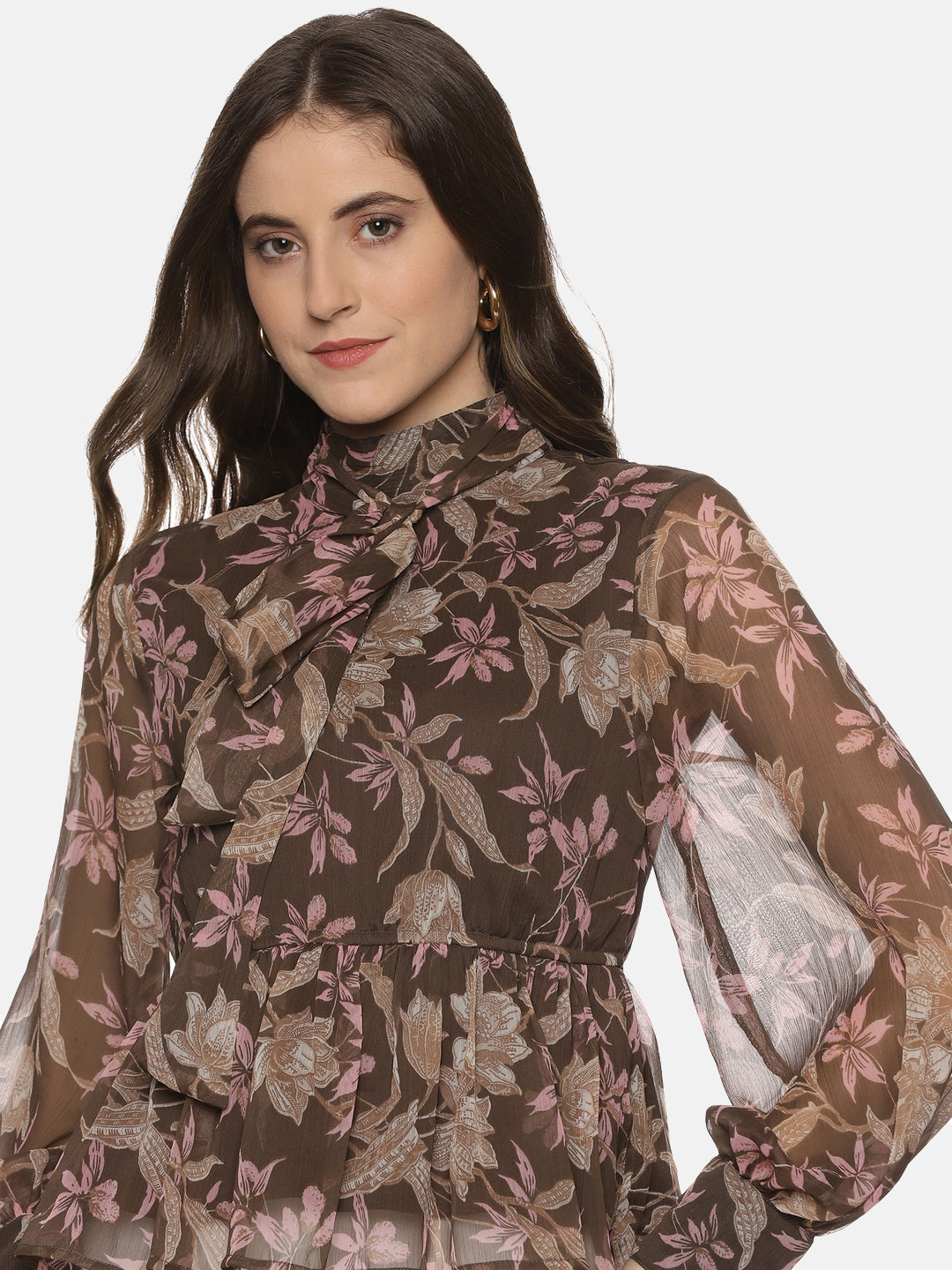 Brown Peplum Top For women