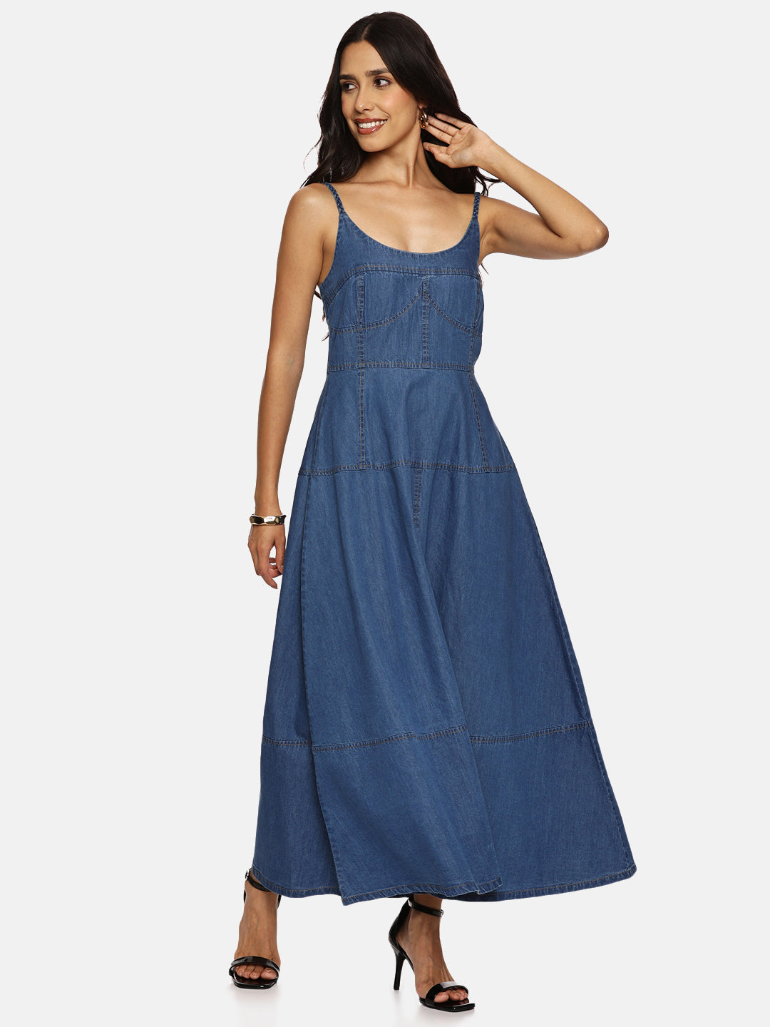 IS.U Light Blue Denim Midaxi Dress