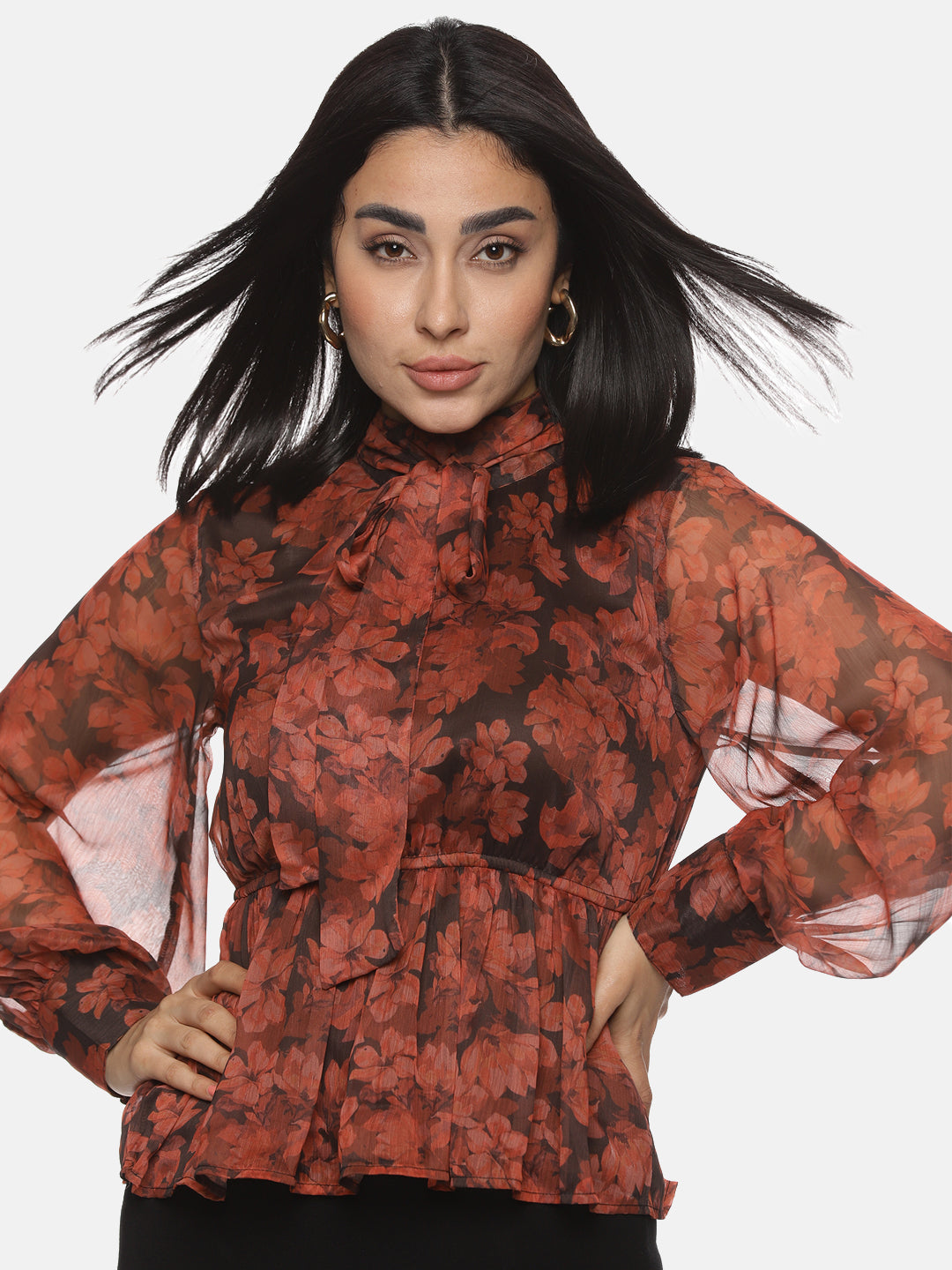Buy Brown Peplum Top For Women